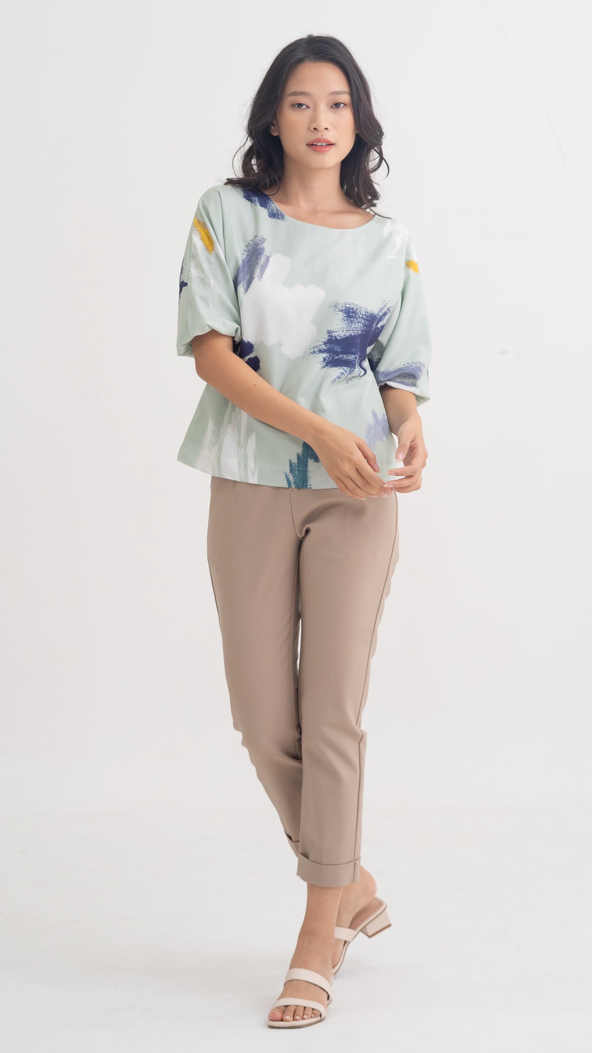 If I Were A Painter Sleeved Blouse in Sage