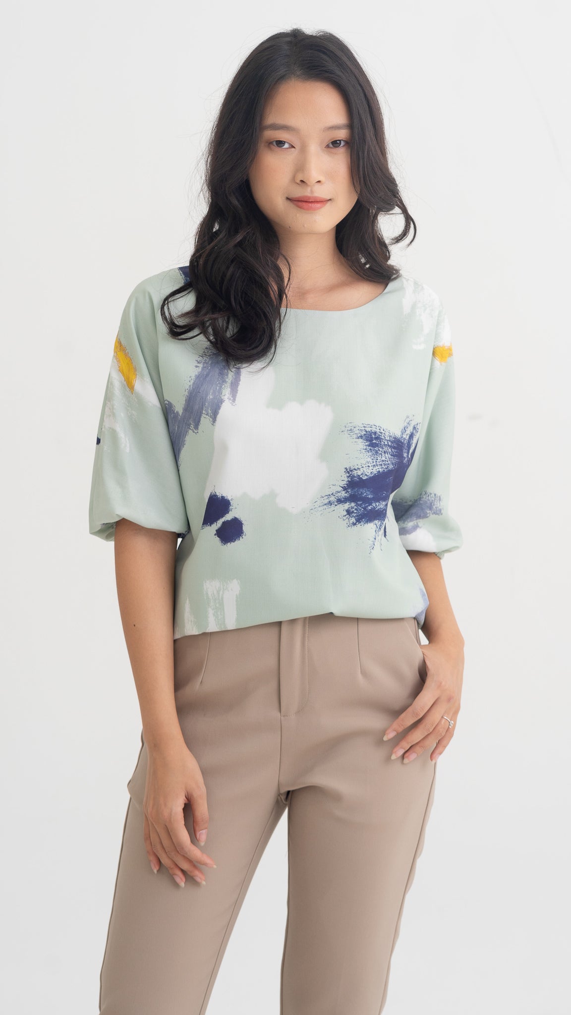 If I Were A Painter Sleeved Blouse in Sage