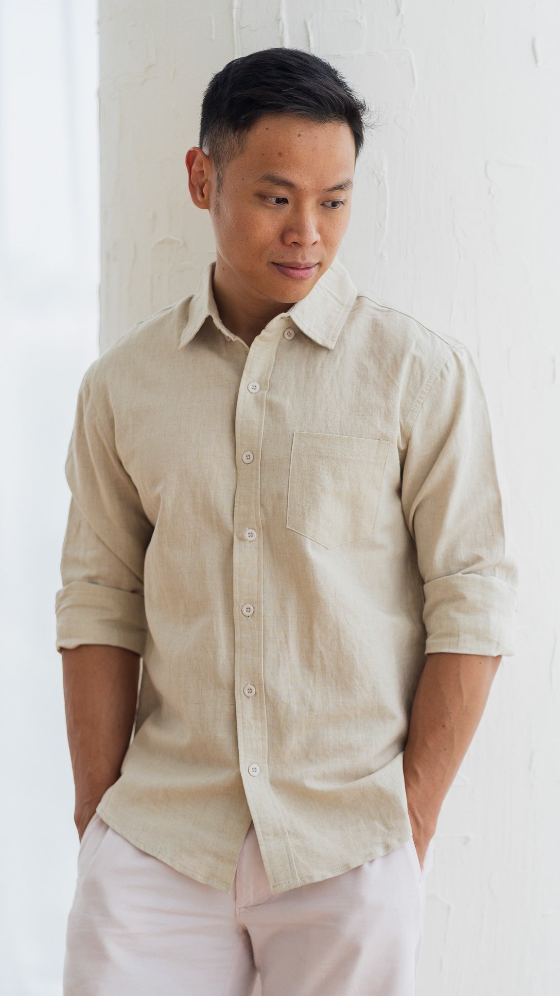 Good Vibes Men's Linen Shirt in Linen Gray [ONLINE ONLY]