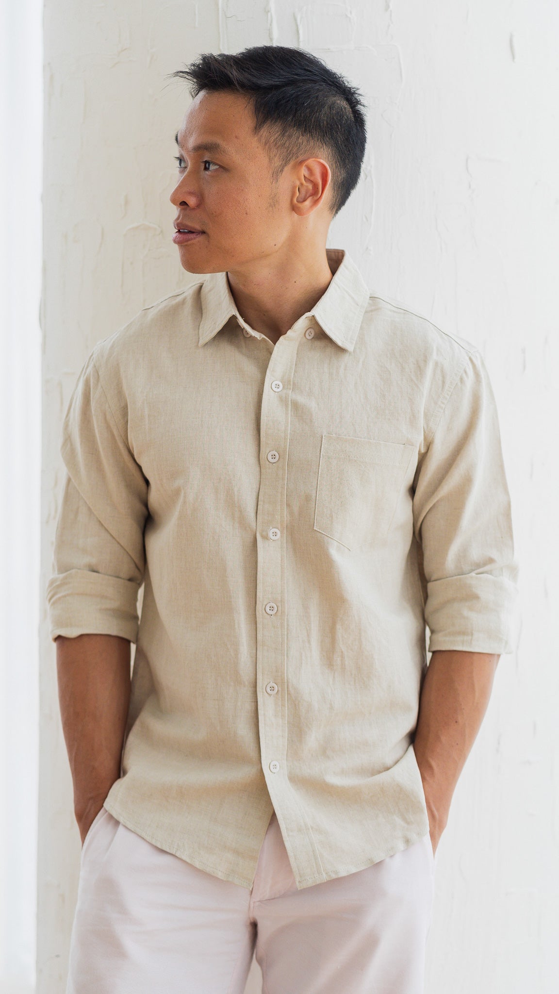 Good Vibes Men's Linen Shirt in Linen Gray [ONLINE ONLY]