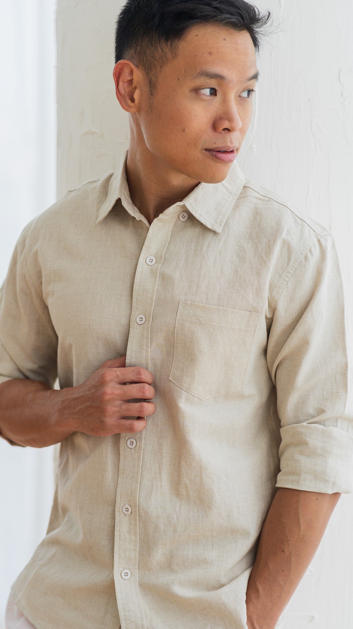 Good Vibes Men's Linen Shirt in Linen Gray [ONLINE ONLY]