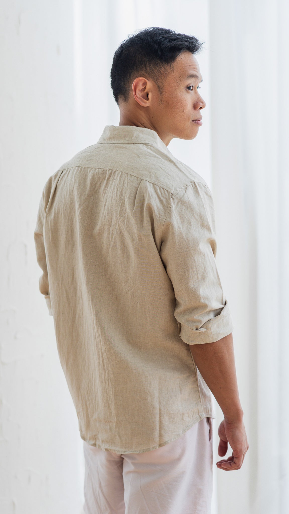 Good Vibes Men's Linen Shirt in Linen Gray [ONLINE ONLY]