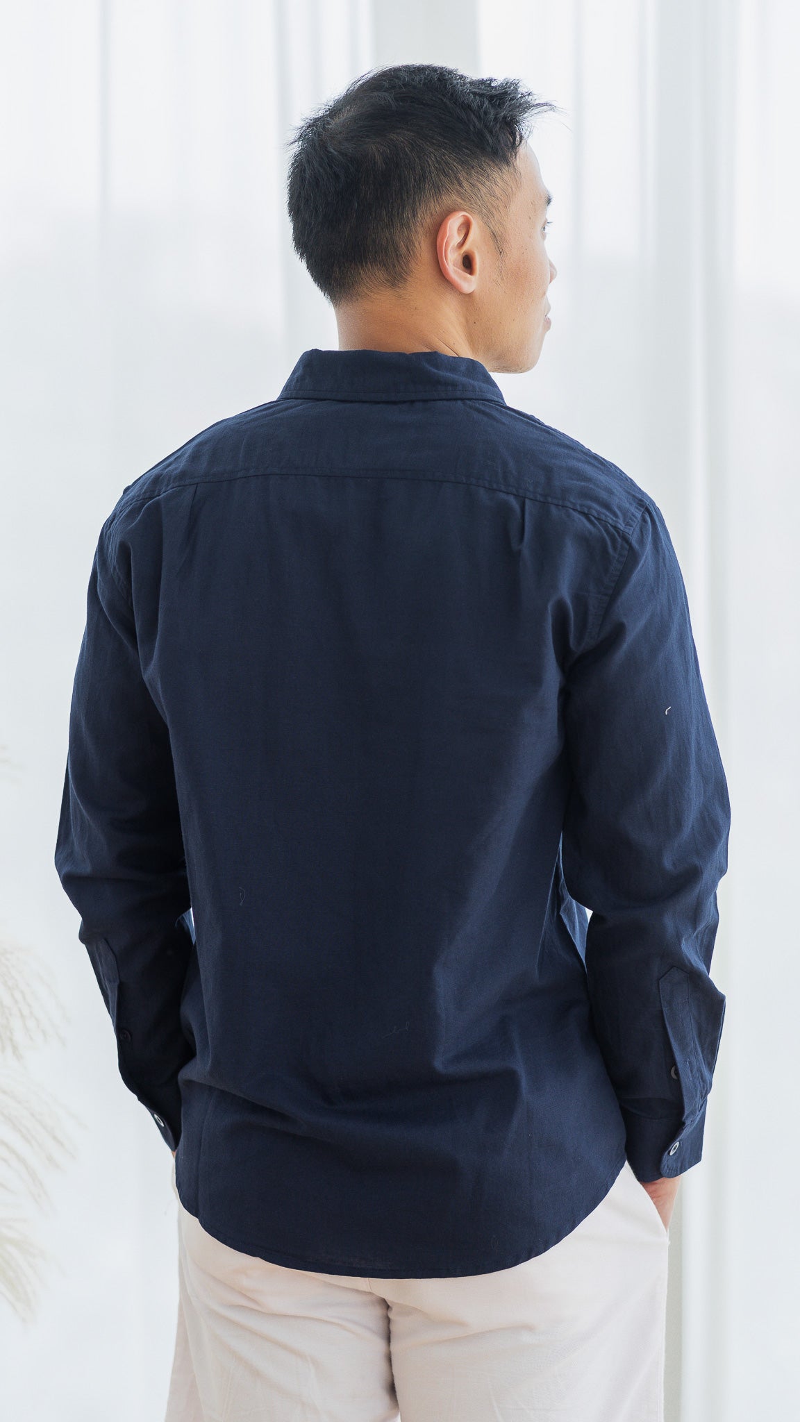 Good Vibes Men's Linen Shirt in Navy [ONLINE ONLY]