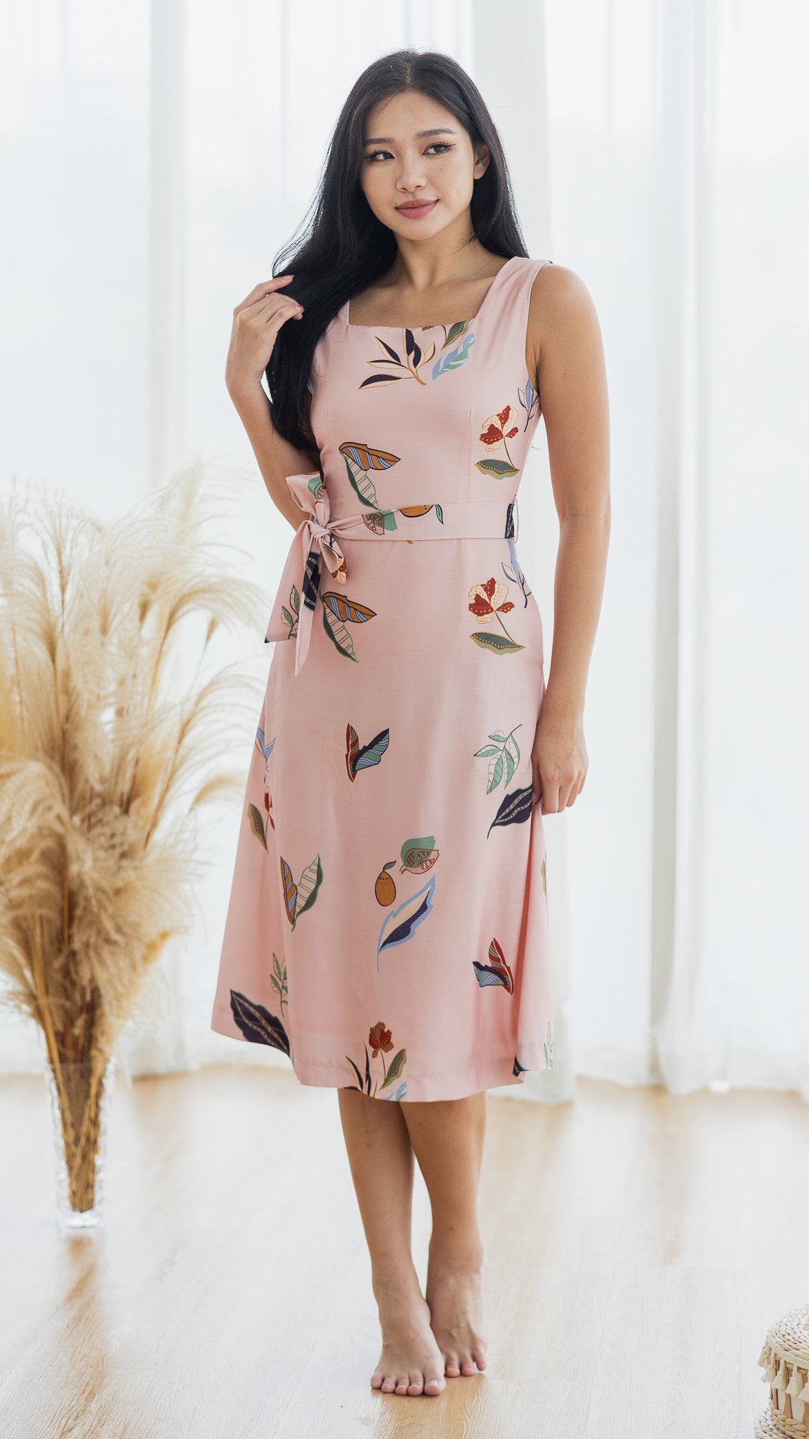 Don't Stop BeLEAFing Midi Dress in Pink [ONLINE ONLY]