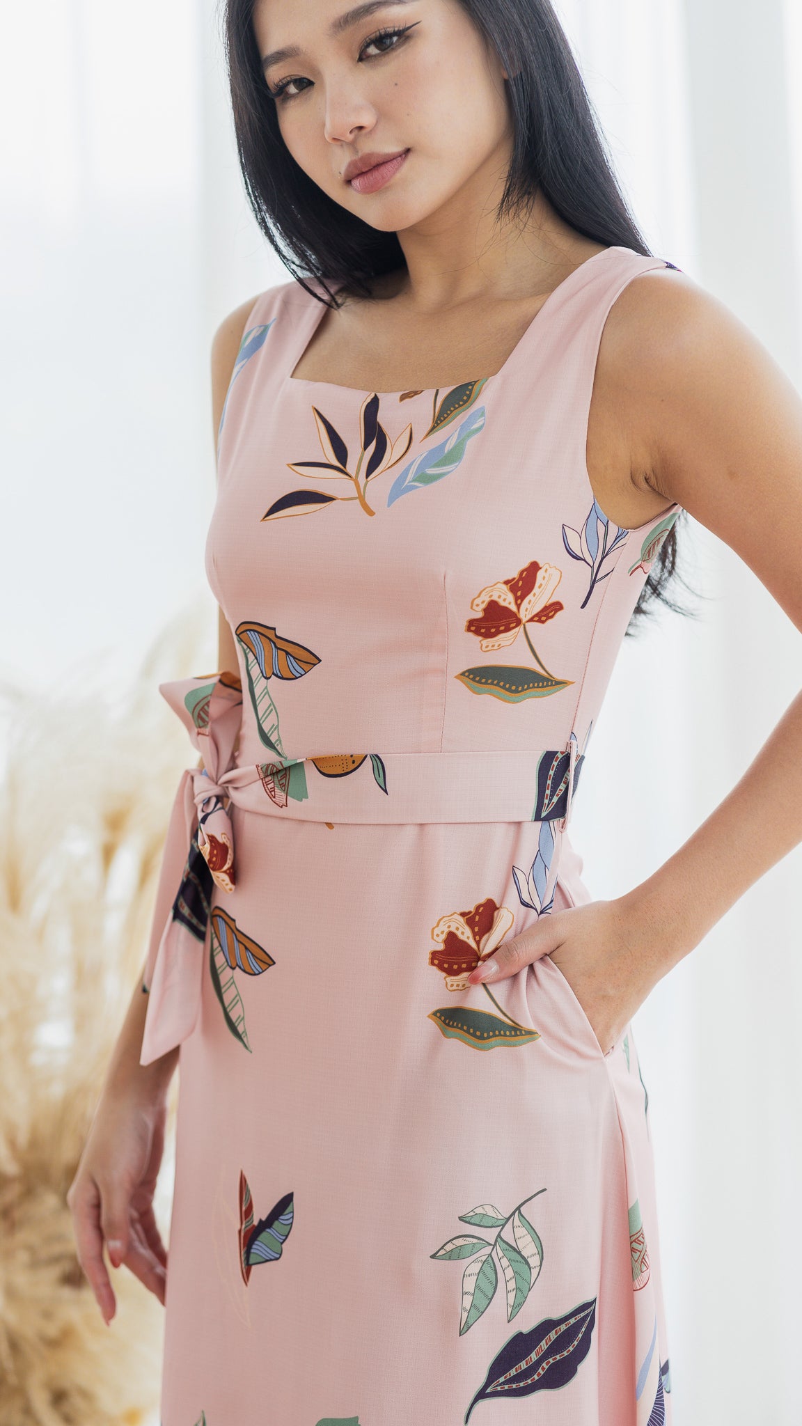 Don't Stop BeLEAFing Midi Dress in Pink [ONLINE ONLY]