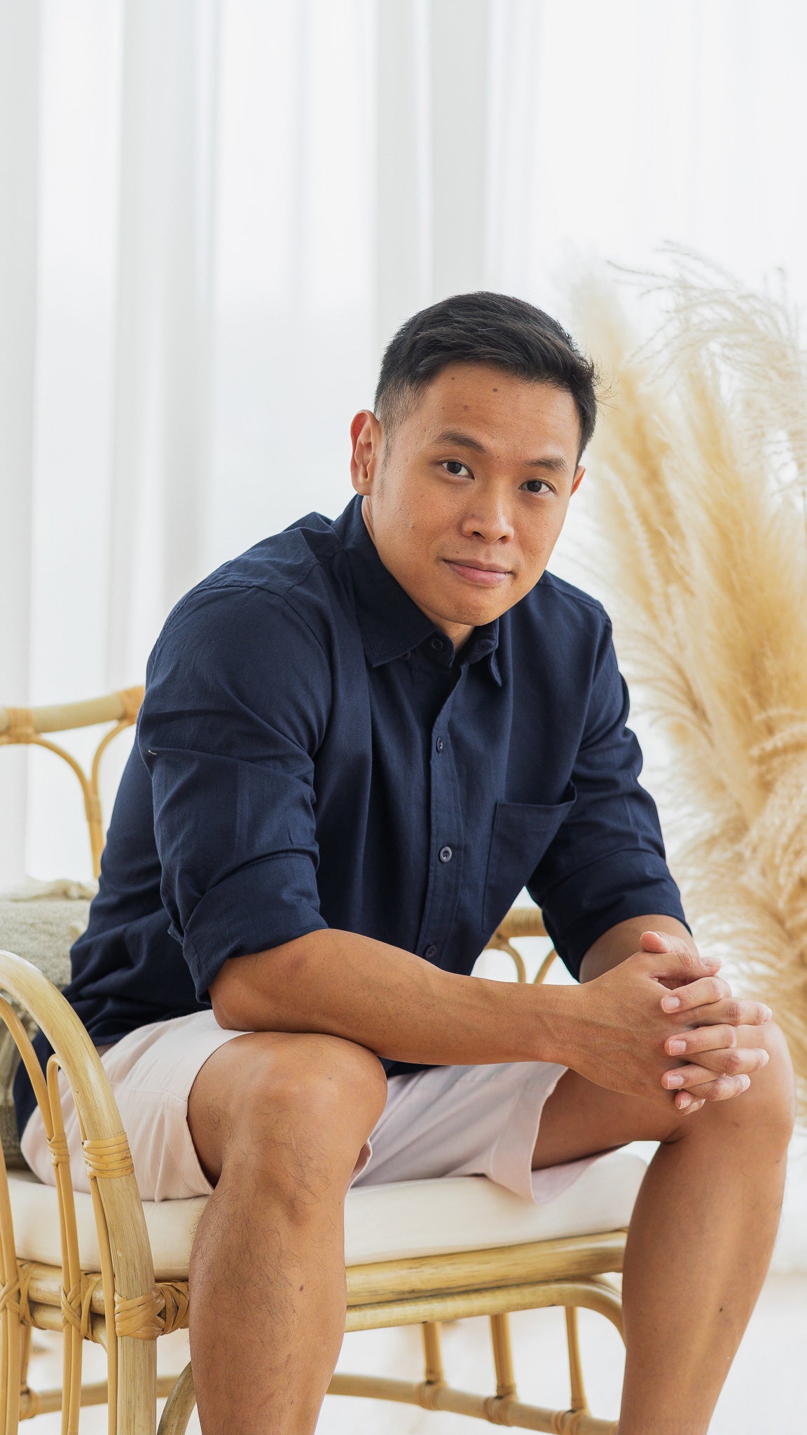 Good Vibes Men's Linen Shirt in Navy [ONLINE ONLY]