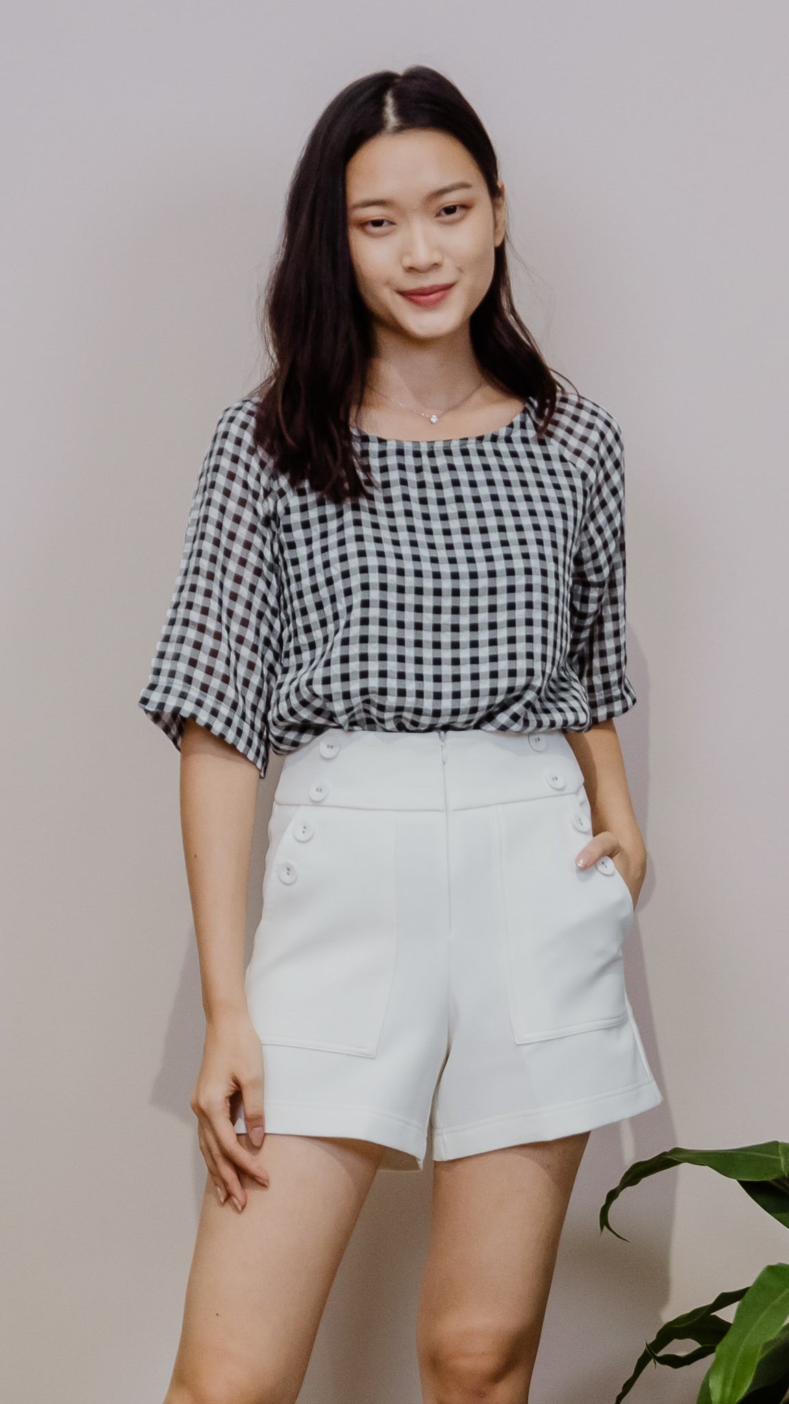 Lori Checkered Blouse in Black [ONLINE ONLY]