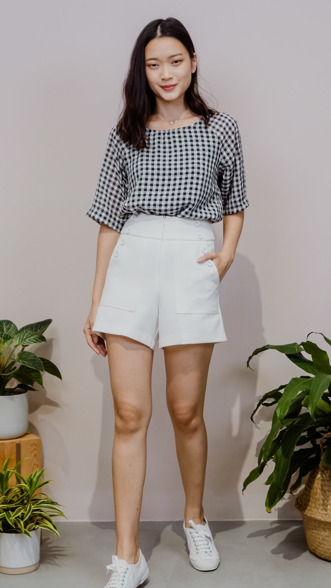 Lori Checkered Blouse in Black [ONLINE ONLY]