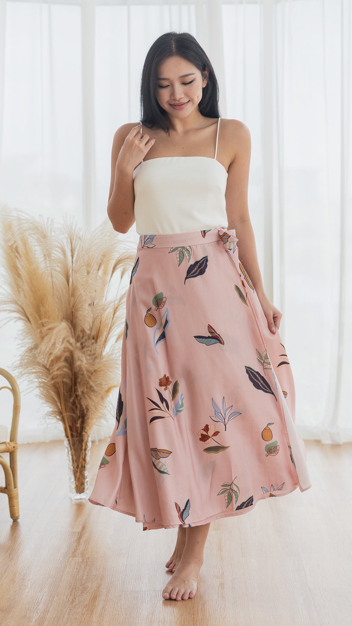 Don't Stop BeLEAFing Wrap Skirt in Pink [ONLINE ONLY]