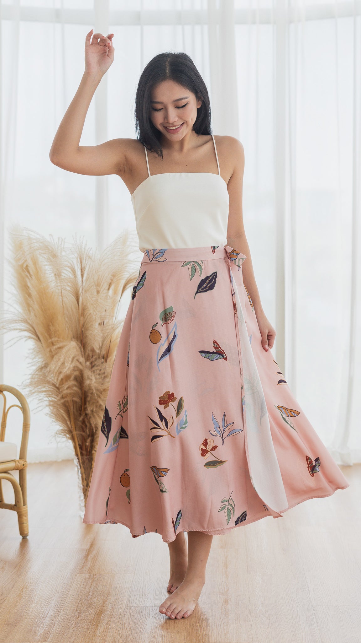 Don't Stop BeLEAFing Wrap Skirt in Pink [ONLINE ONLY]