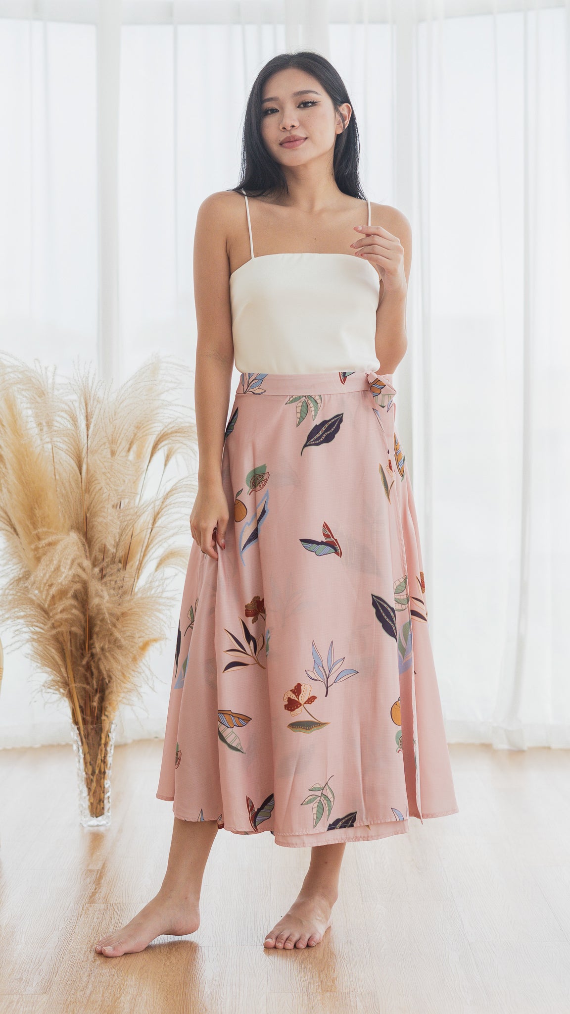 Don't Stop BeLEAFing Wrap Skirt in Pink [ONLINE ONLY]