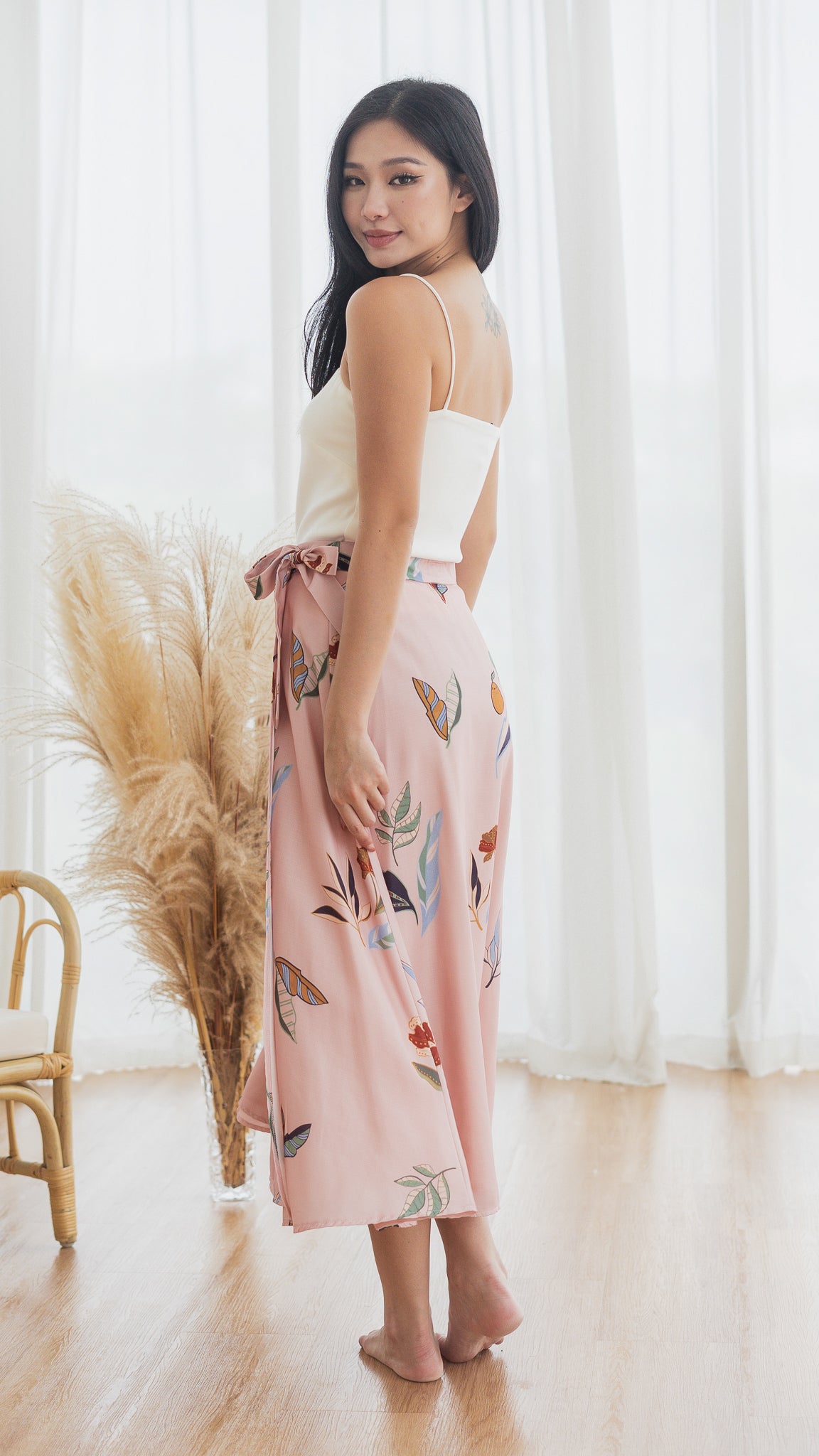 Don't Stop BeLEAFing Wrap Skirt in Pink [ONLINE ONLY]