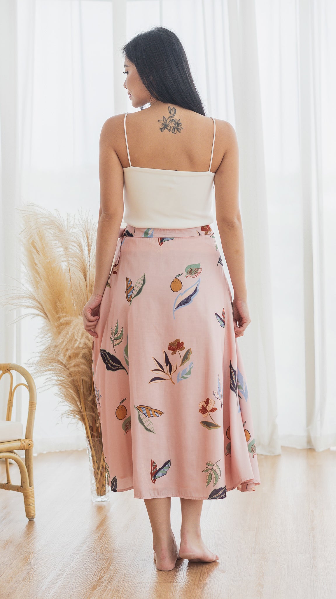 Don't Stop BeLEAFing Wrap Skirt in Pink [ONLINE ONLY]