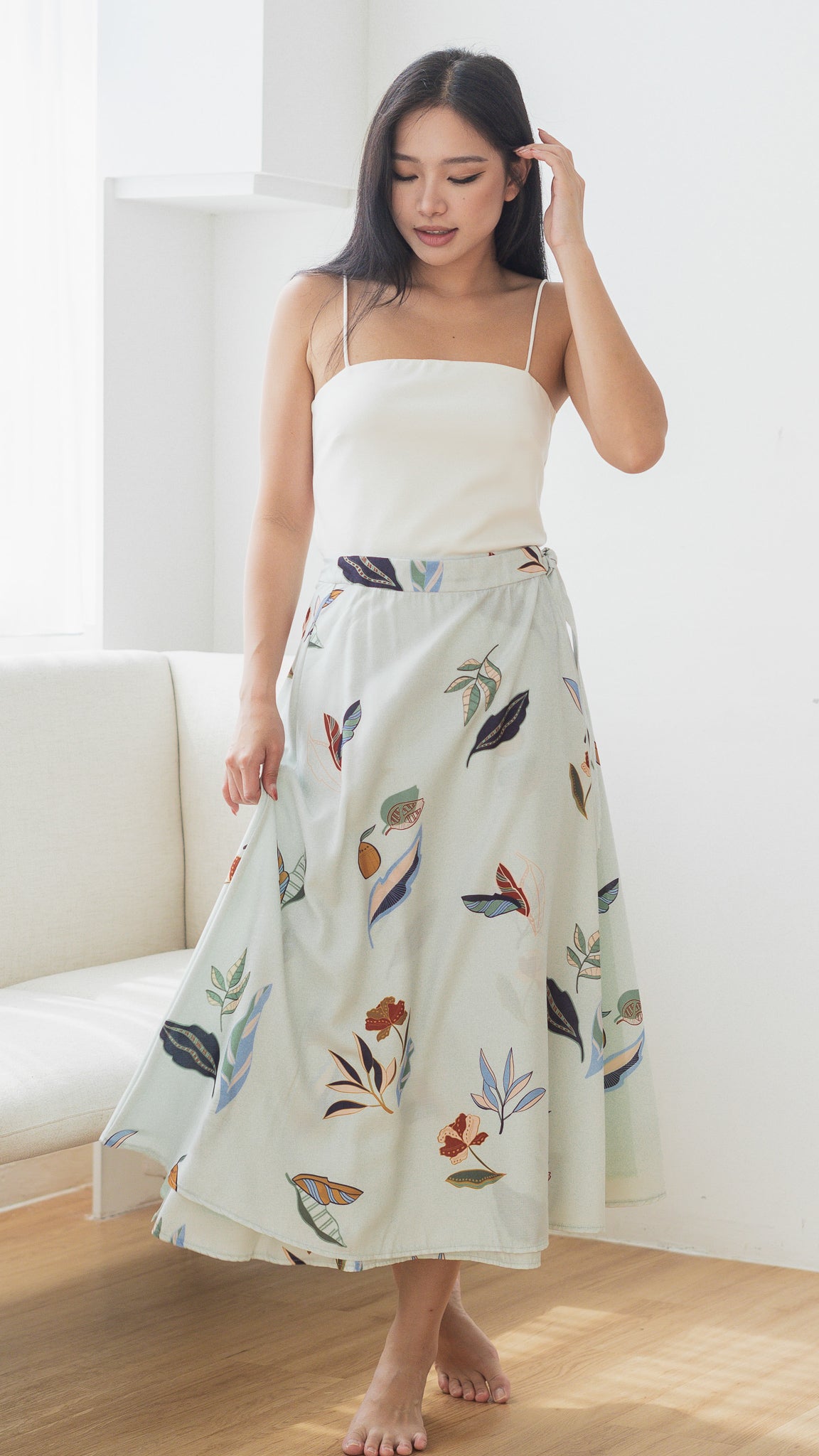 Don't Stop BeLEAFing Wrap Skirt in Green [ONLINE ONLY]
