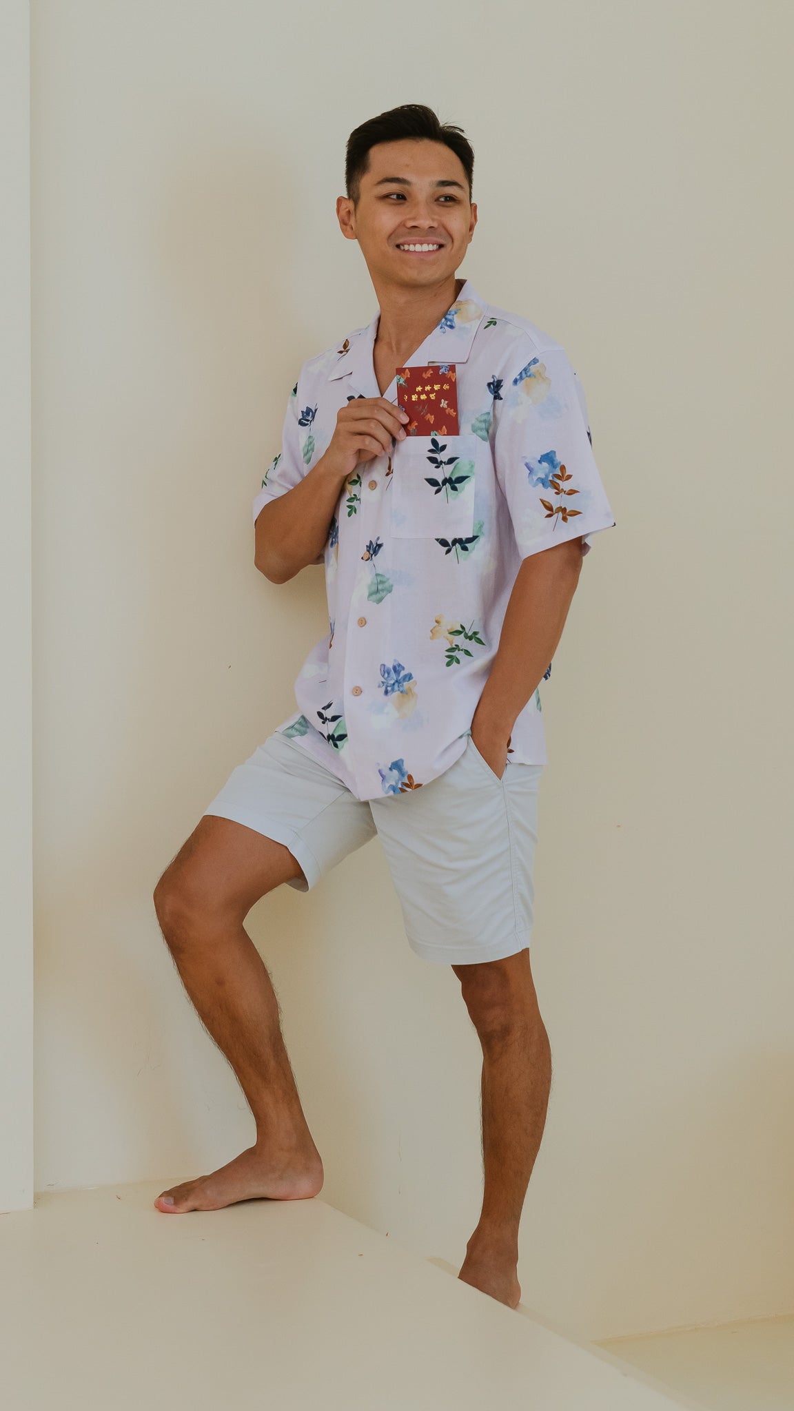 Leaps & Bounds Men's Camp Collar Linen Shirt in Lilac