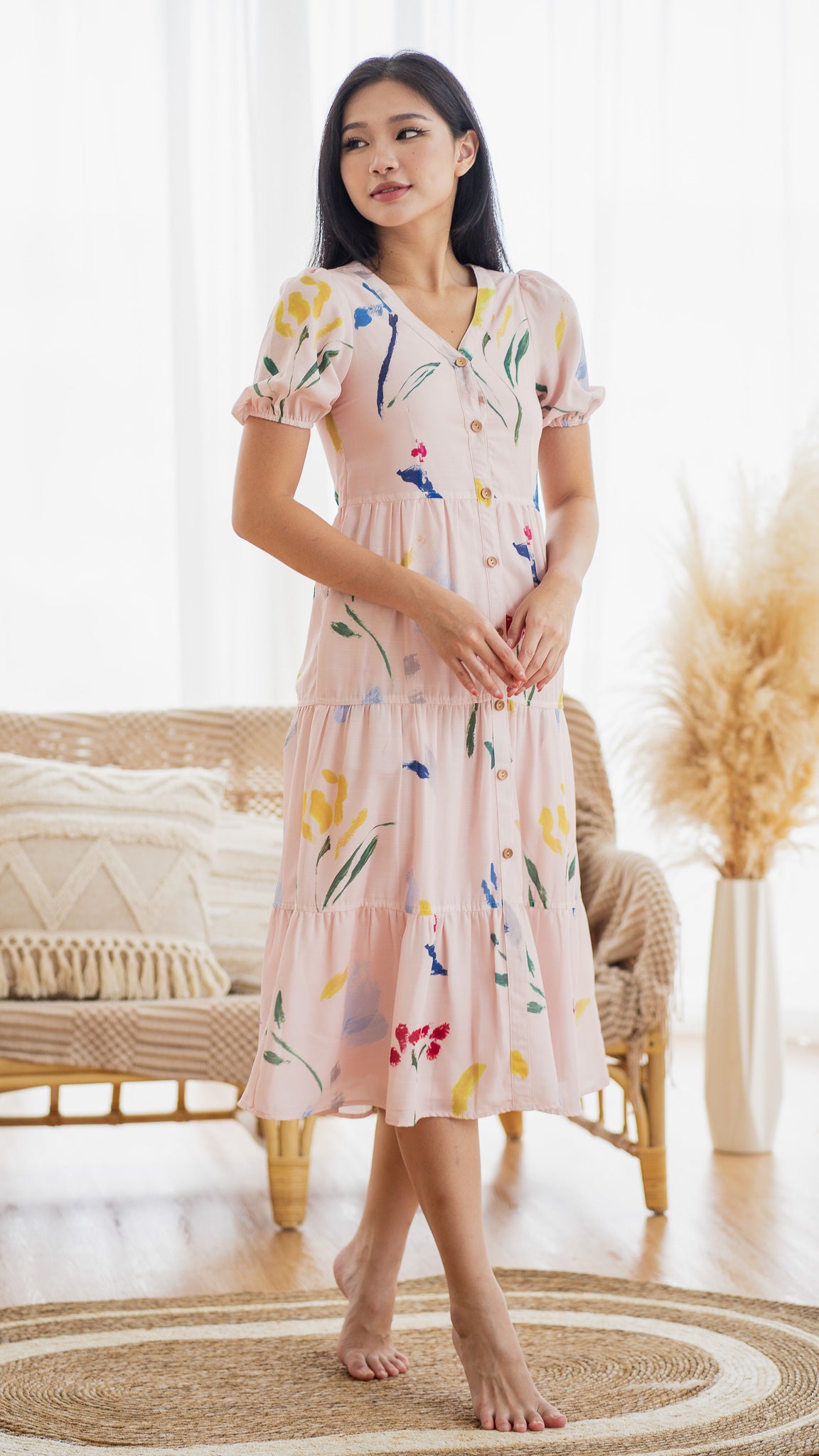 Wildflowers Tiered Sleeve Dress in Pink [ONLINE ONLY]