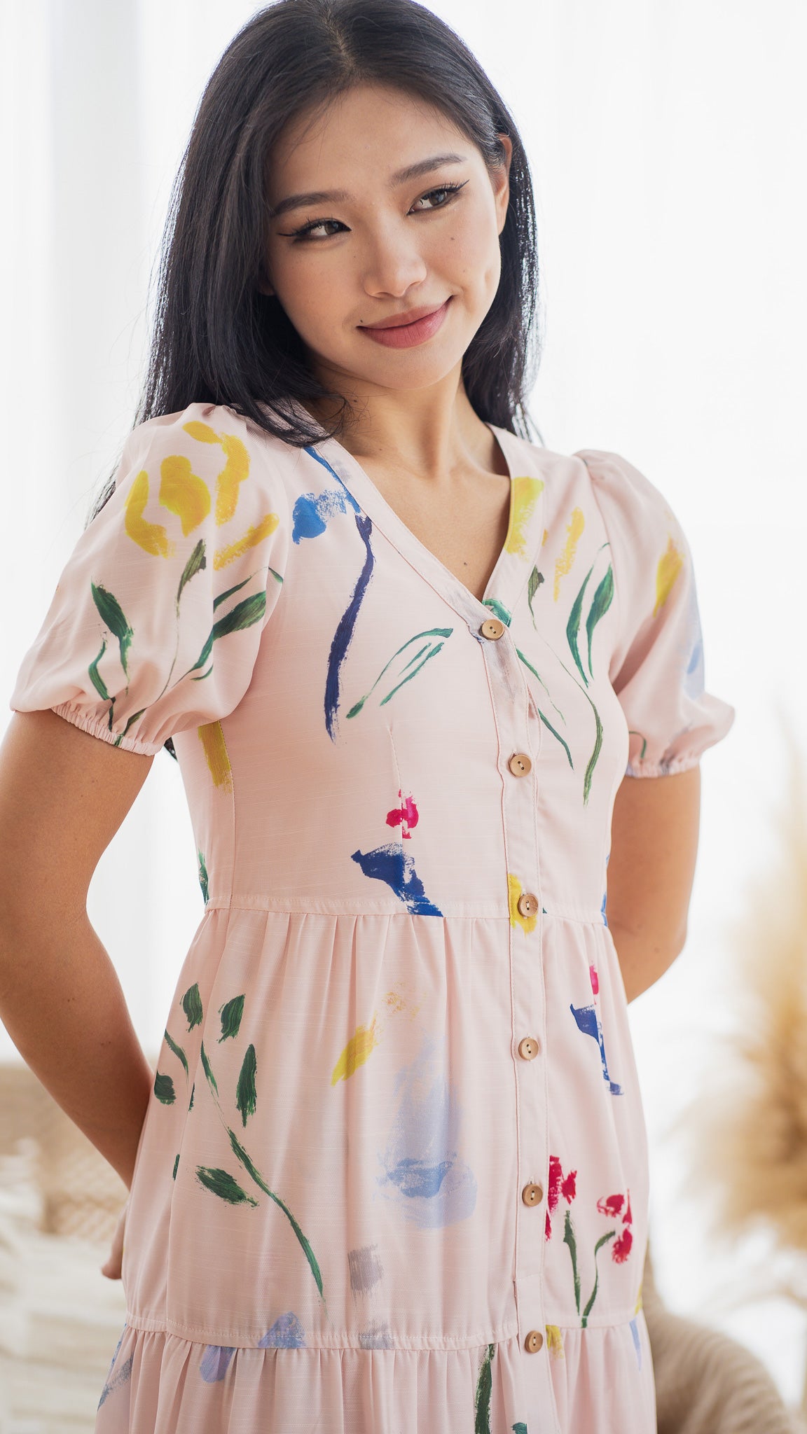 Wildflowers Tiered Sleeve Dress in Pink [ONLINE ONLY]
