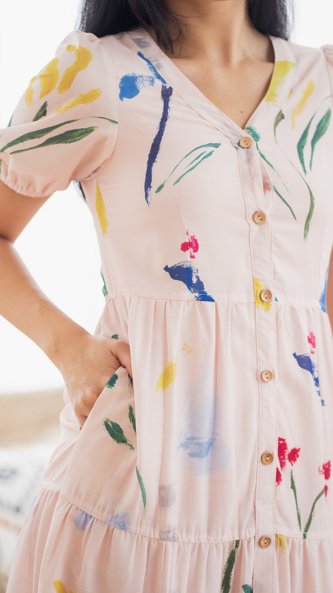 Wildflowers Tiered Sleeve Dress in Pink [ONLINE ONLY]