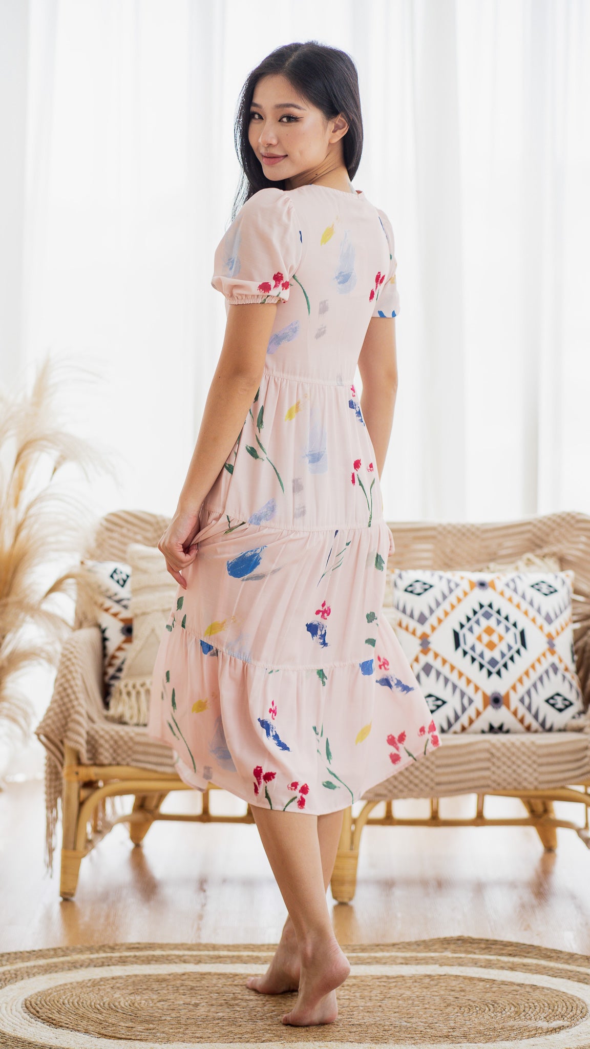 Wildflowers Tiered Sleeve Dress in Pink [ONLINE ONLY]
