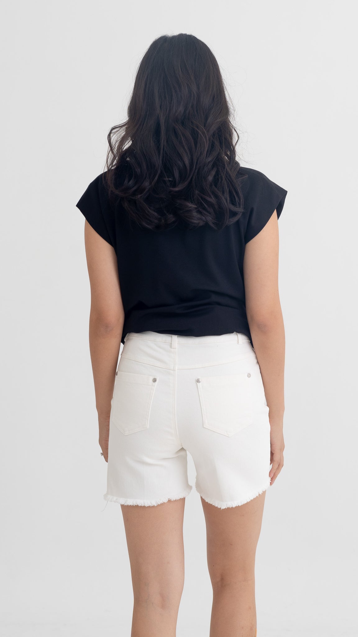 Stevie Raw Hem Denim Shorts in White [ONLINE ONLY]