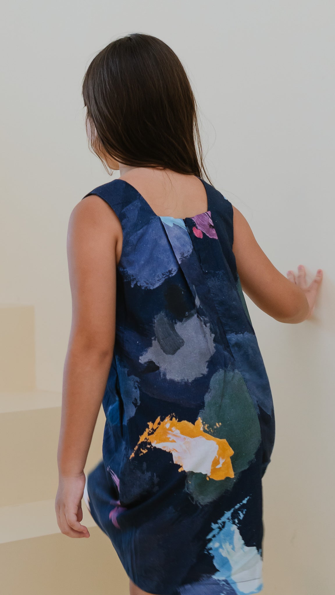 Life On A Canvas Kids' Linen Dress in Navy [ONLINE ONLY]