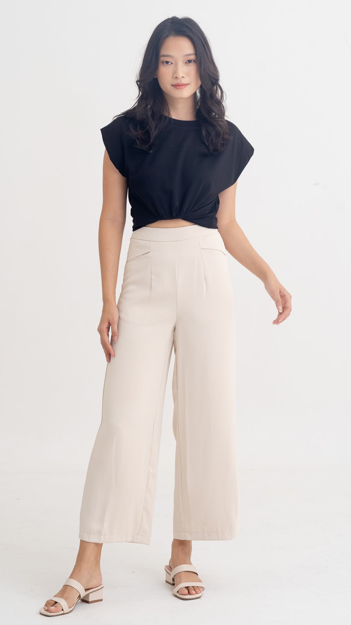 Allison Slit Pocket Pants in Beige [ONLINE ONLY]