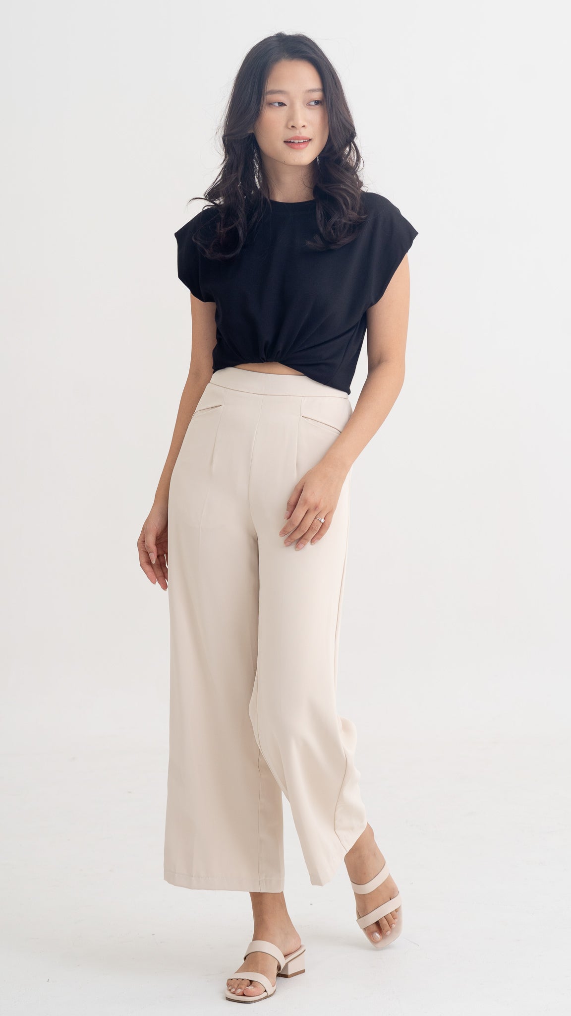 Allison Slit Pocket Pants in Beige [ONLINE ONLY]