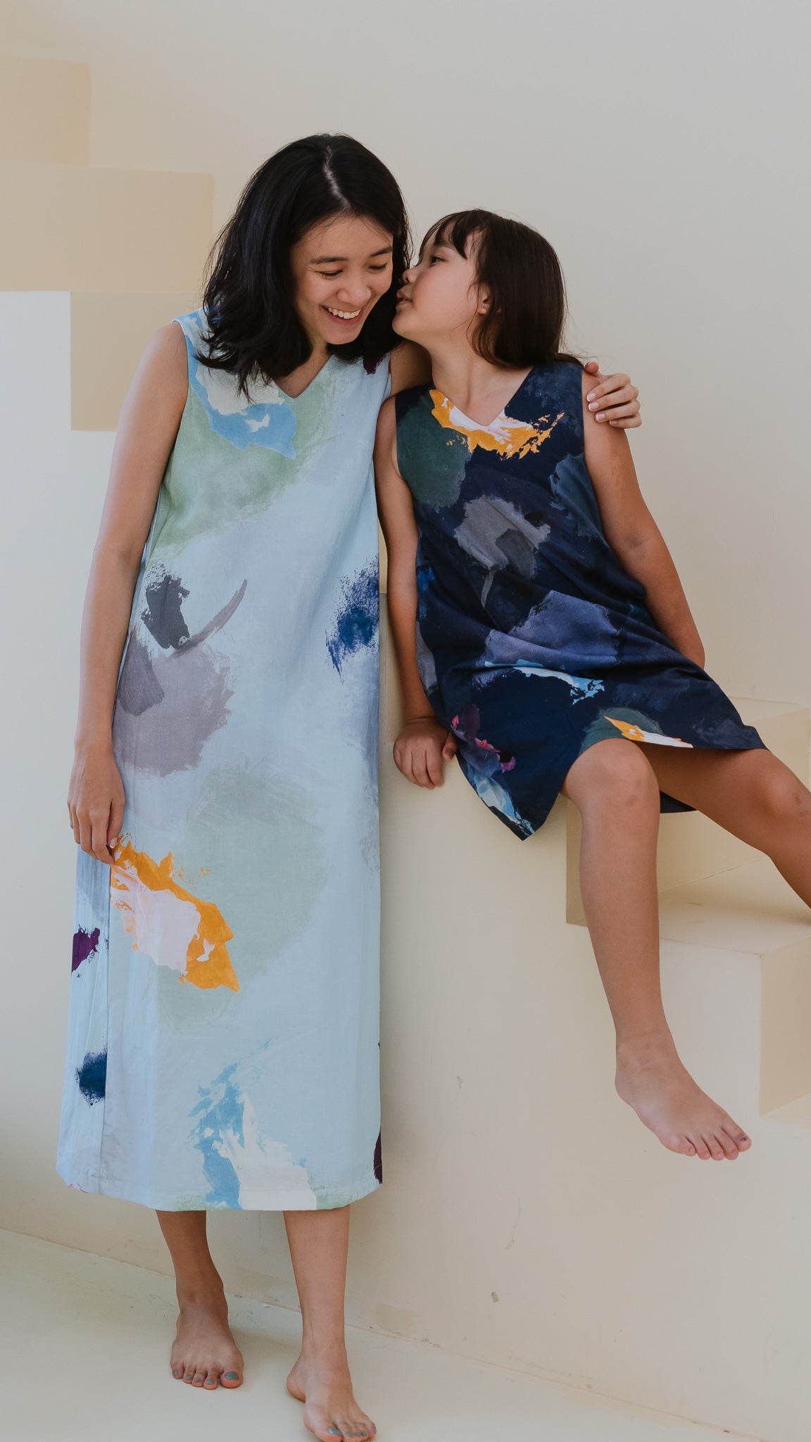 Life On A Canvas Kids' Linen Dress in Navy [ONLINE ONLY]