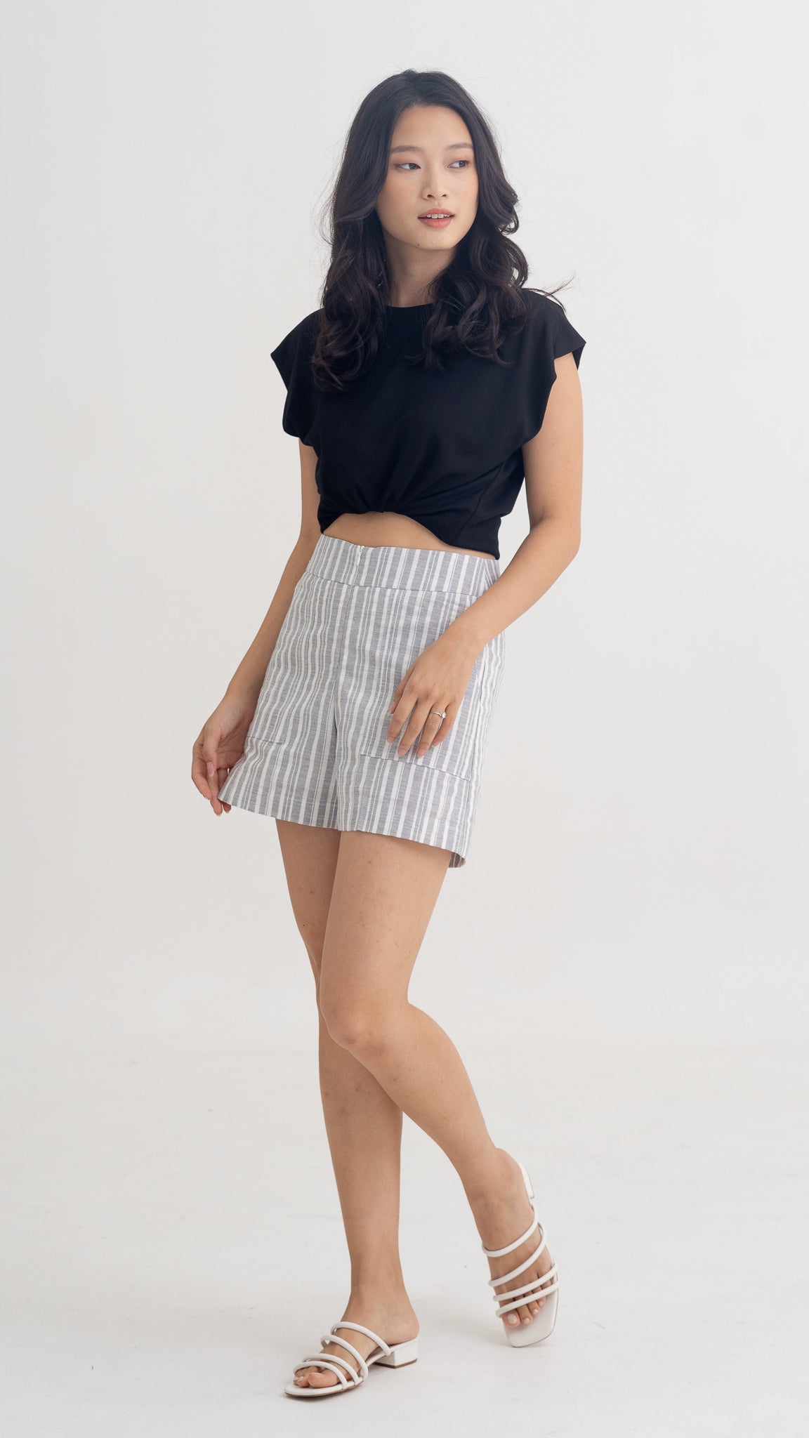 Resort Vibes Striped Shorts in Dusty Blue [ONLINE ONLY]