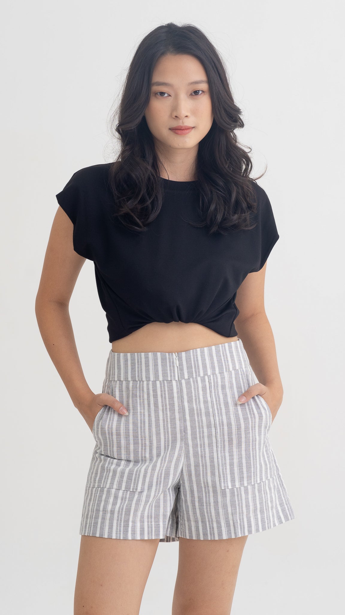 Resort Vibes Striped Shorts in Dusty Blue [ONLINE ONLY]