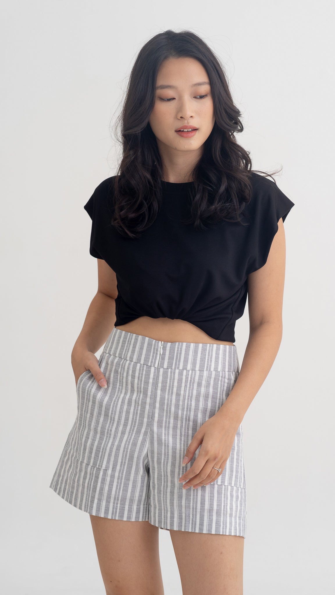 Resort Vibes Striped Shorts in Dusty Blue [ONLINE ONLY]