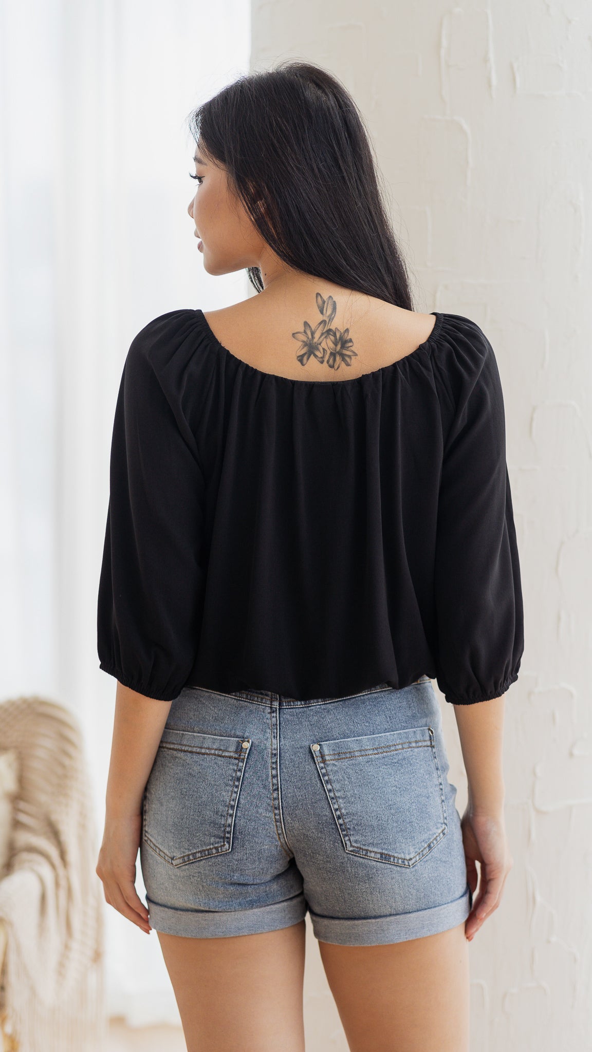 Athena Pleat Detail Blouse in Black [ONLINE ONLY]