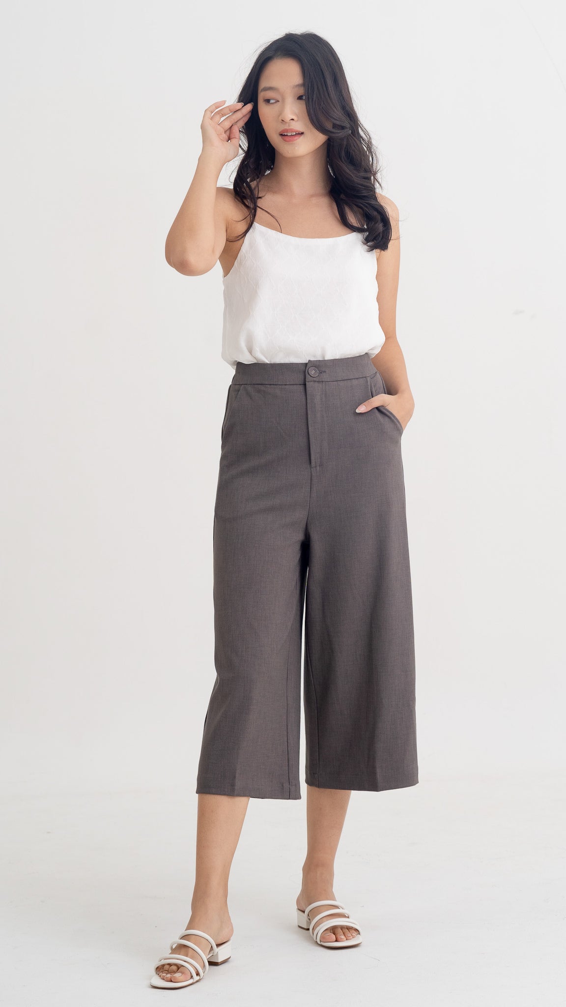 Xin Elastic Waist Culottes in Dark Grey [ONLINE ONLY]