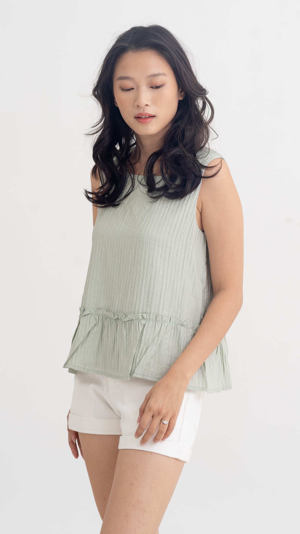 Linden Two-way Peplum Blouse in Sage