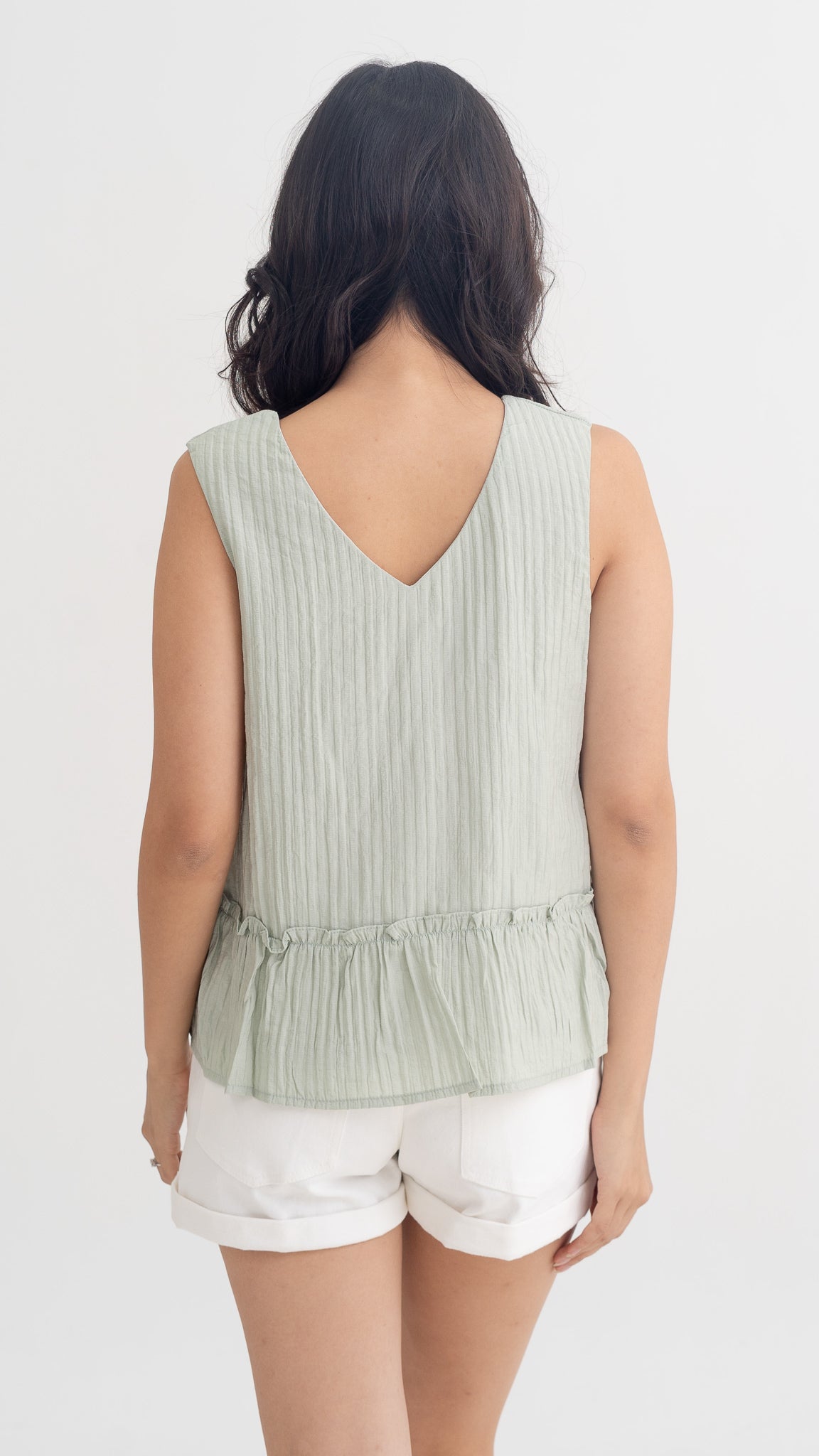 Linden Two-way Peplum Blouse in Sage