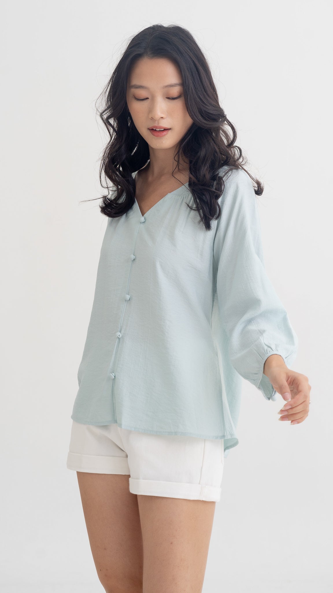 Desiree Textured Loosefit Blouse in Sage [ONLINE ONLY]