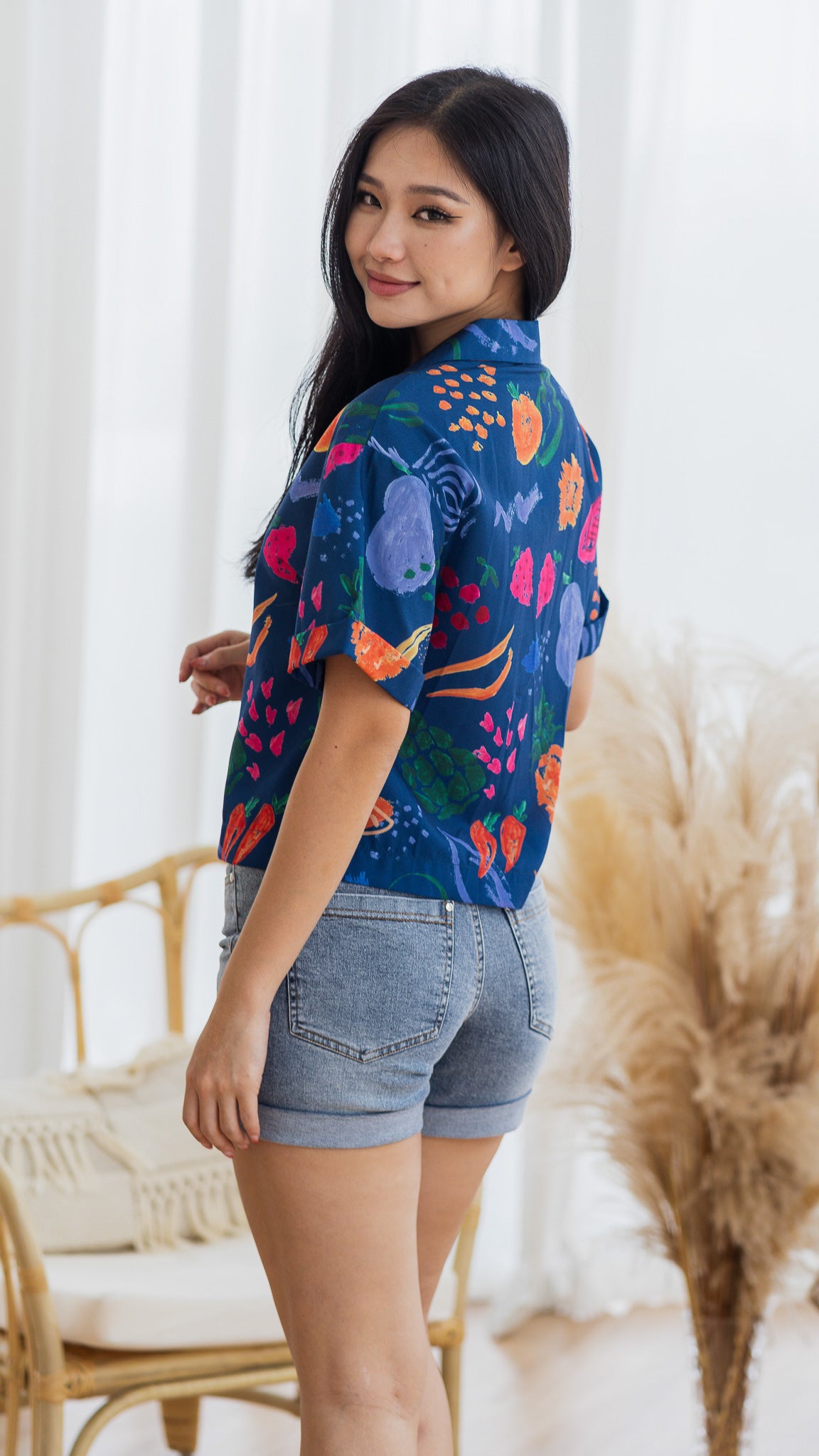 Fruit For Thought Camp Collar Shirt in Blue [ONLINE ONLY]