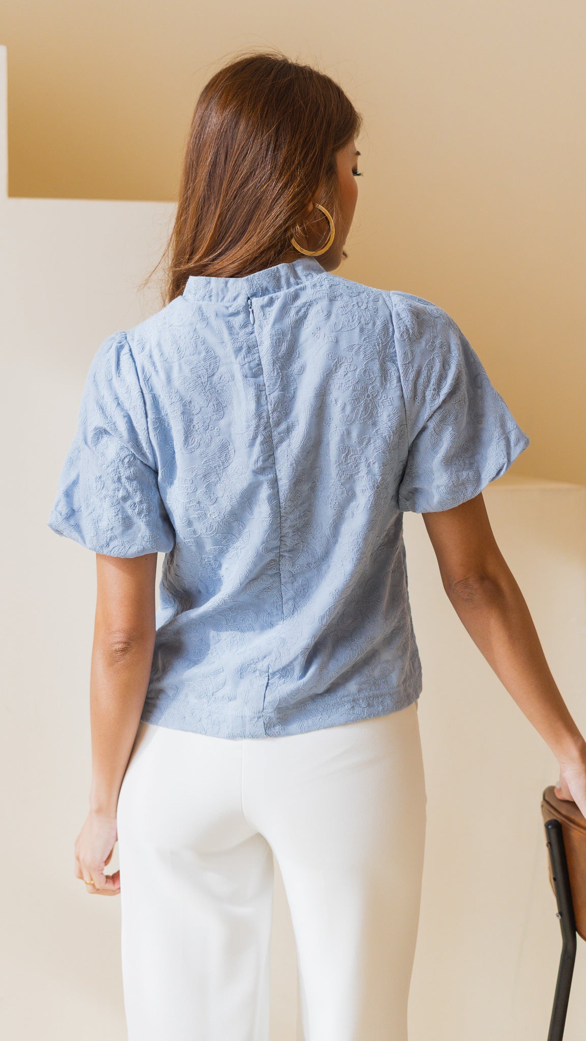 Xinyue Detachable Mandarin Collar Sleeved Blouse in Light Blue [ONLINE ONLY]