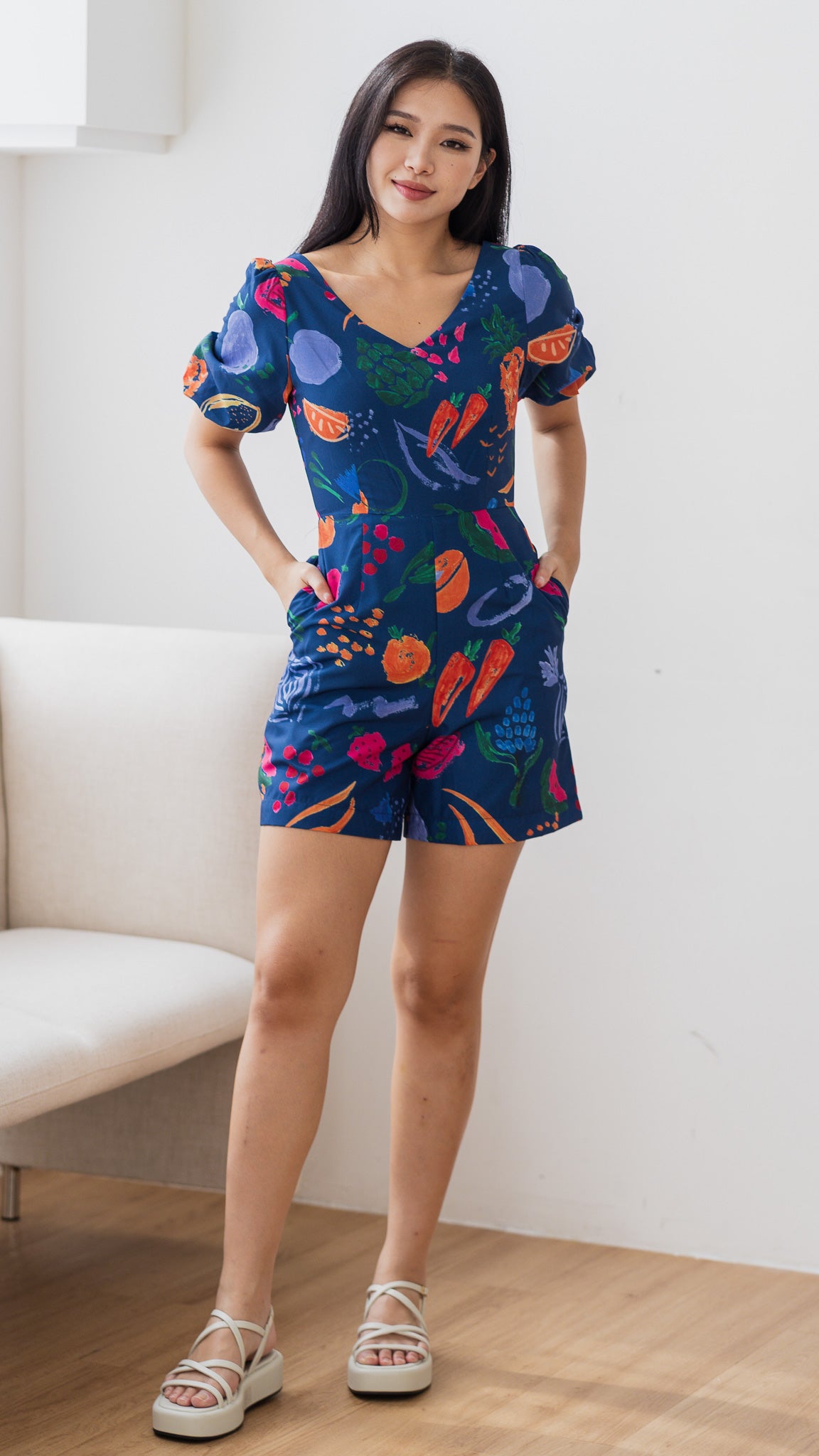 Fruit For Thought Jumpsuit in Blue [ONLINE ONLY]