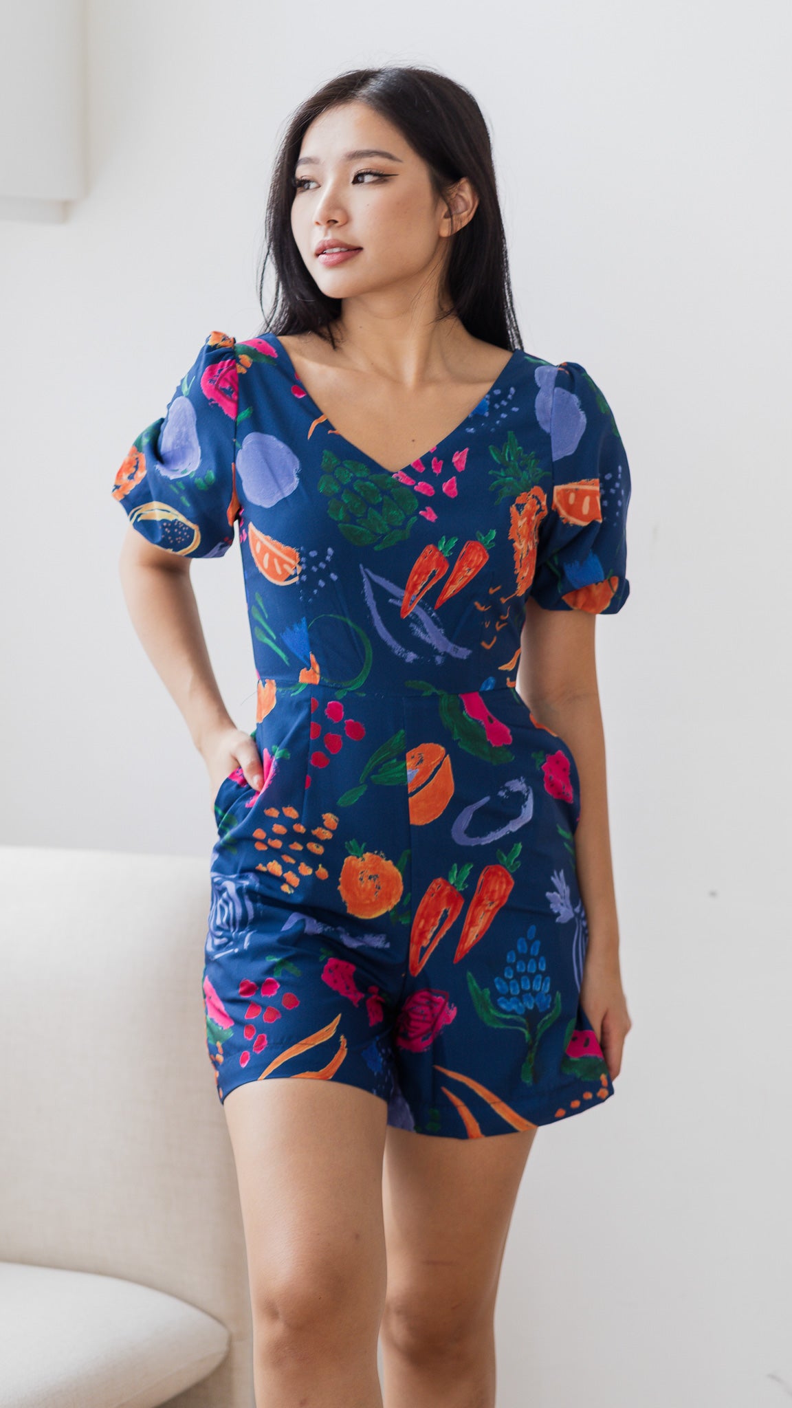 Fruit For Thought Jumpsuit in Blue [ONLINE ONLY]