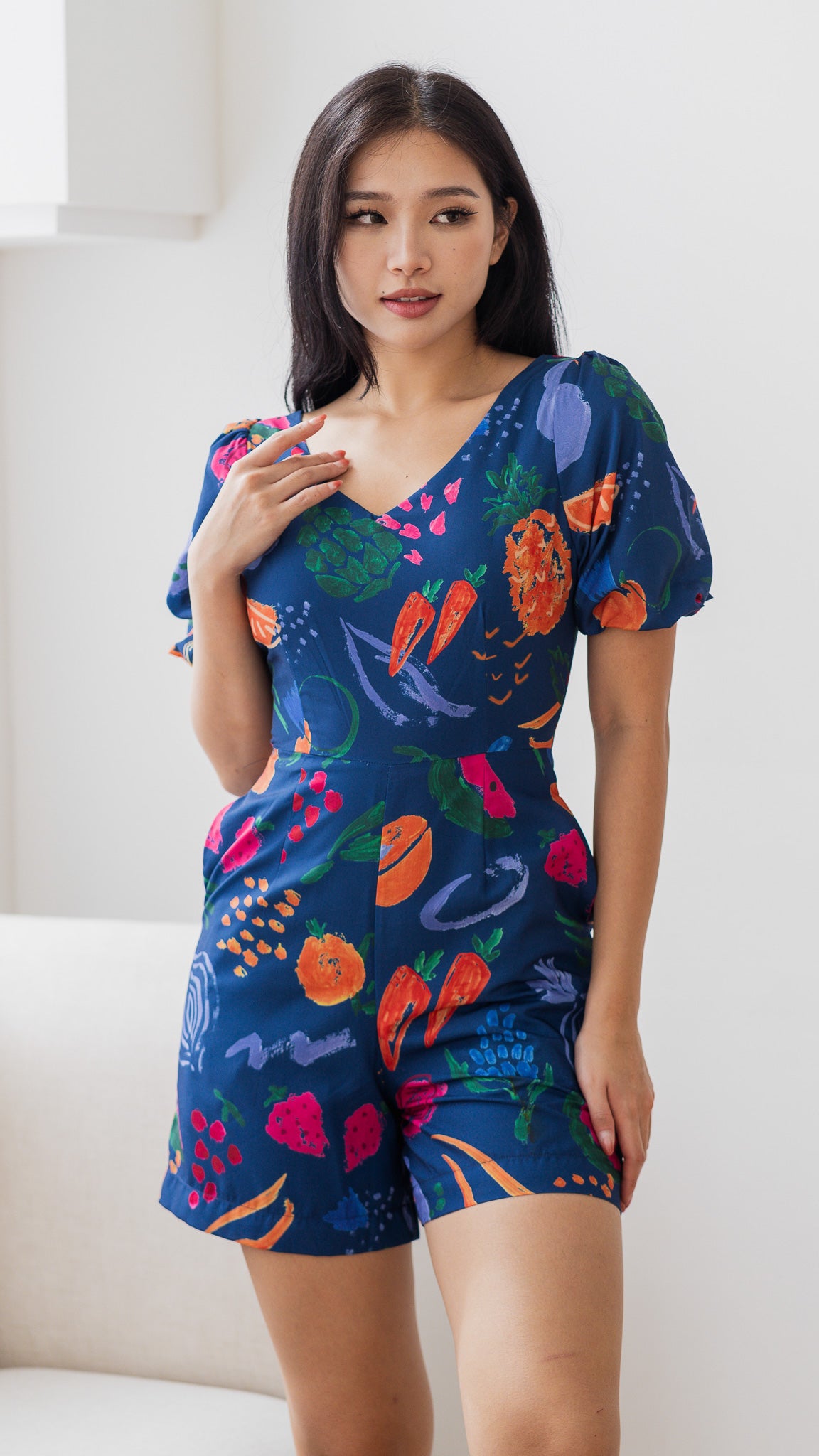 Fruit For Thought Jumpsuit in Blue [ONLINE ONLY]