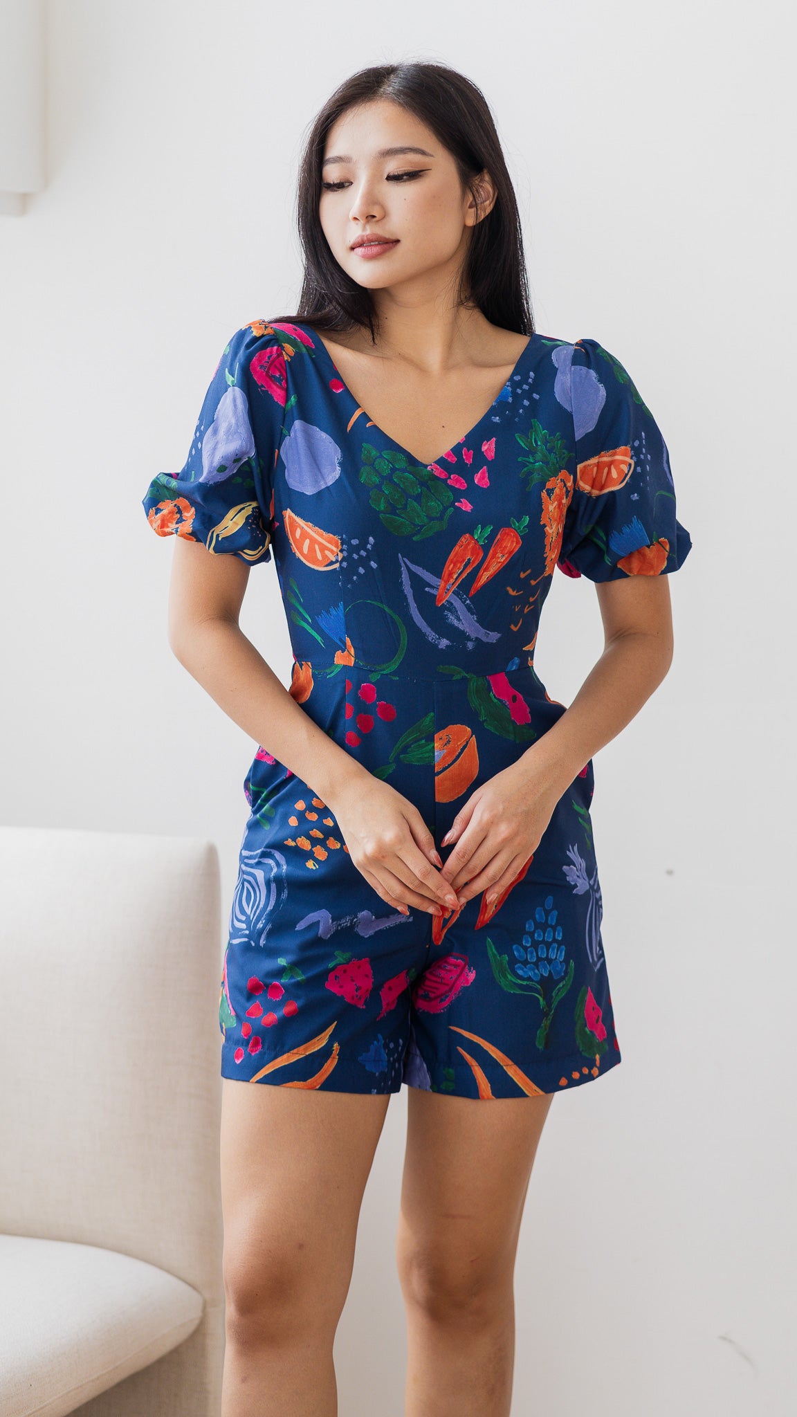 Fruit For Thought Jumpsuit in Blue [ONLINE ONLY]
