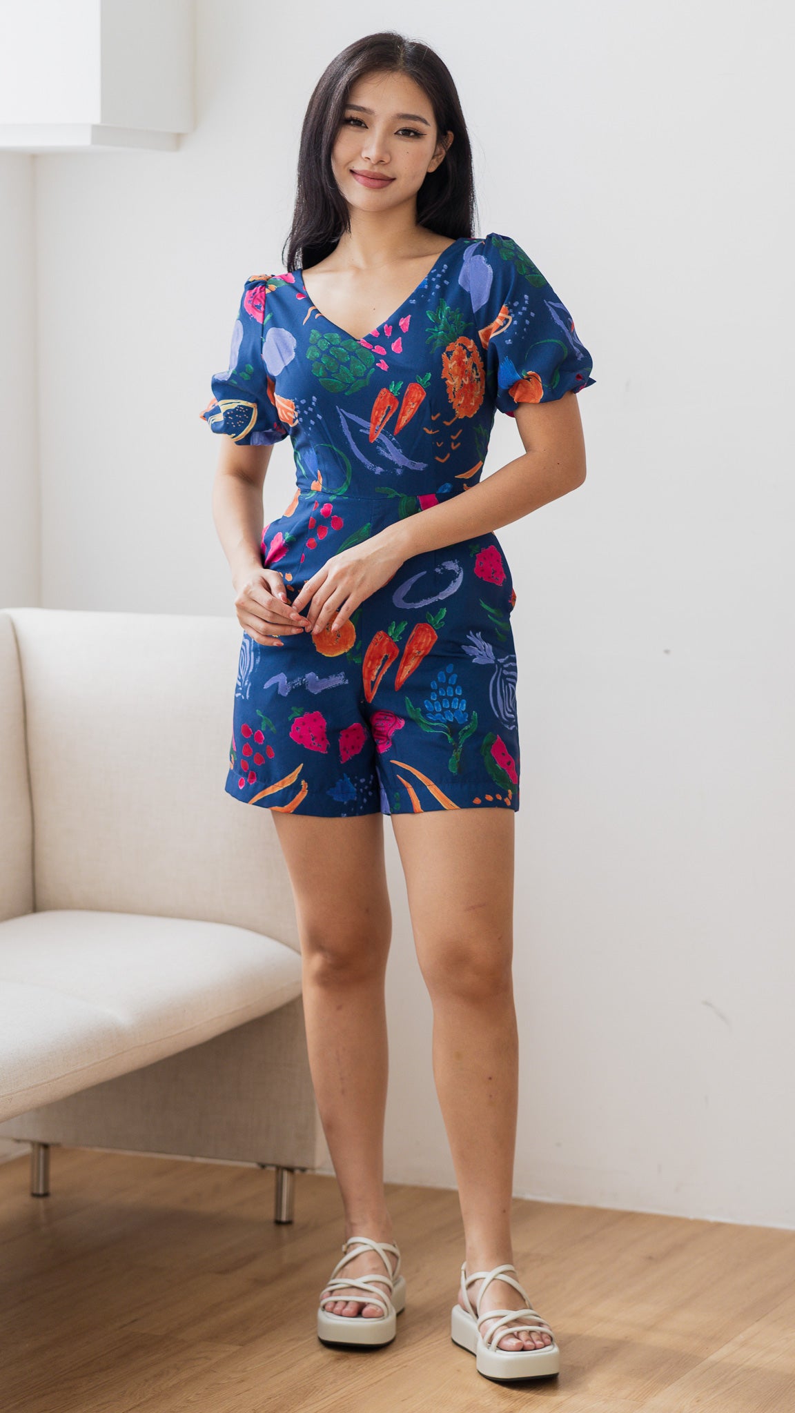 Fruit For Thought Jumpsuit in Blue [ONLINE ONLY]