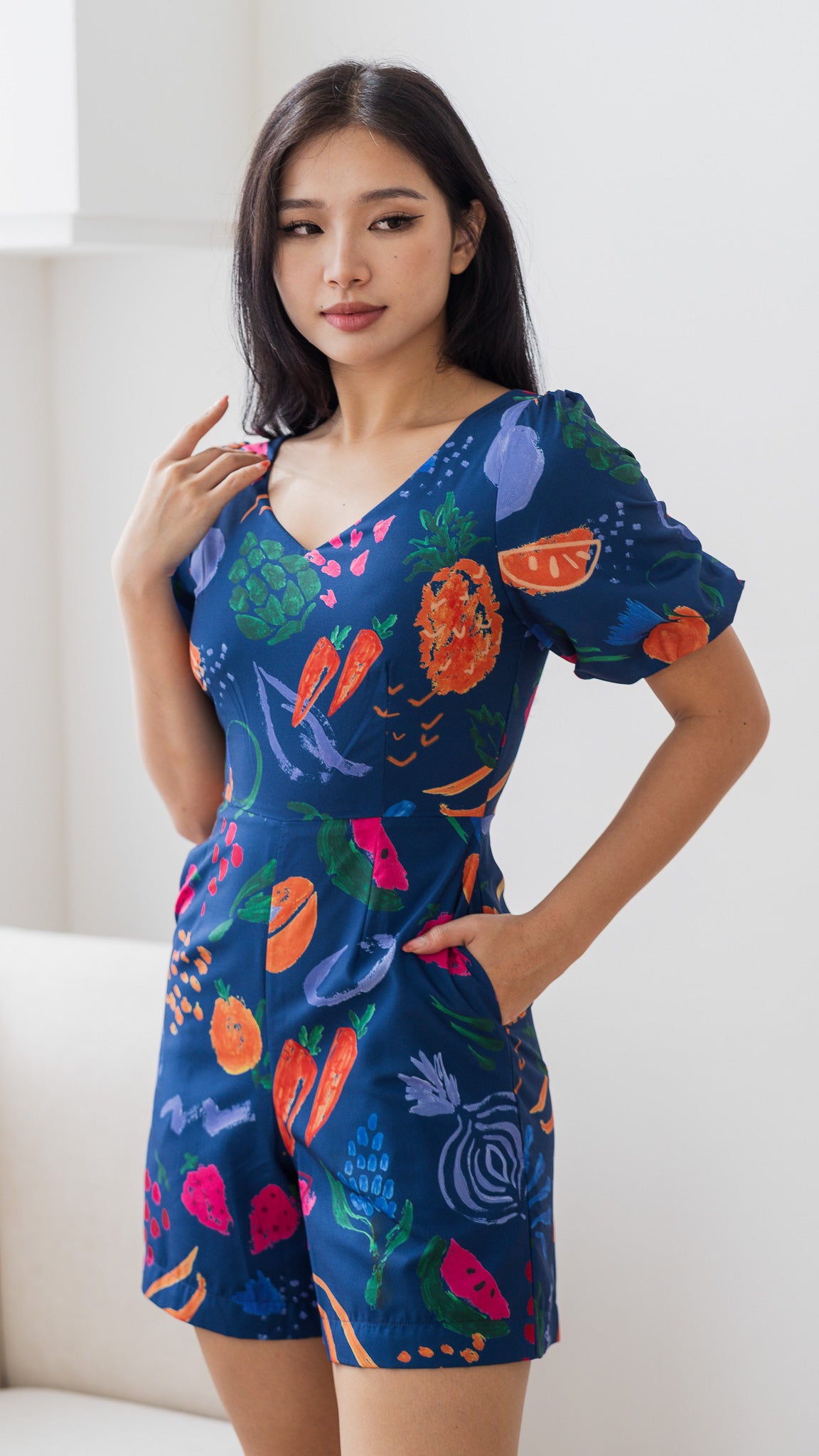 Fruit For Thought Jumpsuit in Blue [ONLINE ONLY]