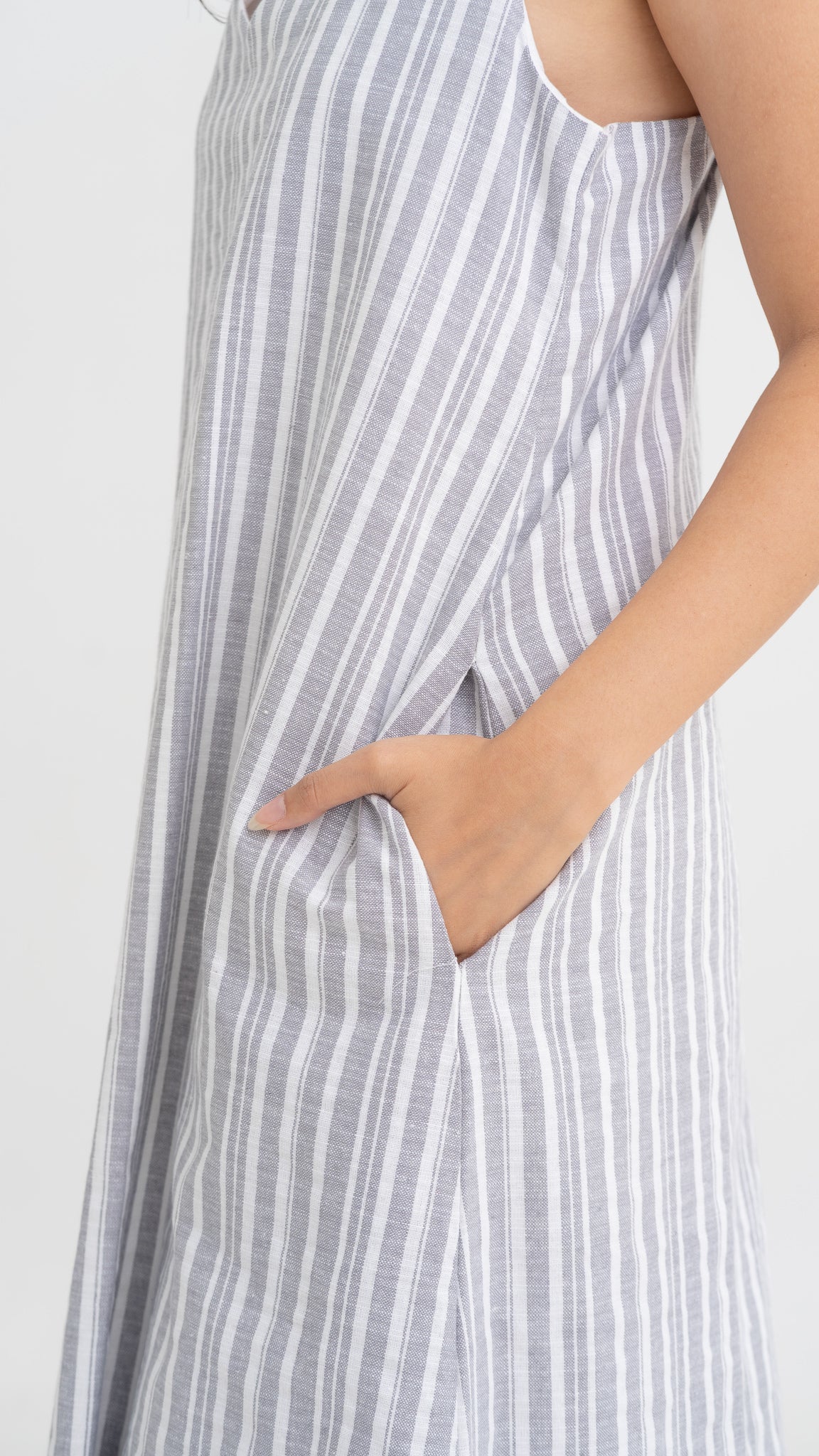 Resort Vibes Striped Midi Dress in Dusty Blue [ONLINE ONLY]