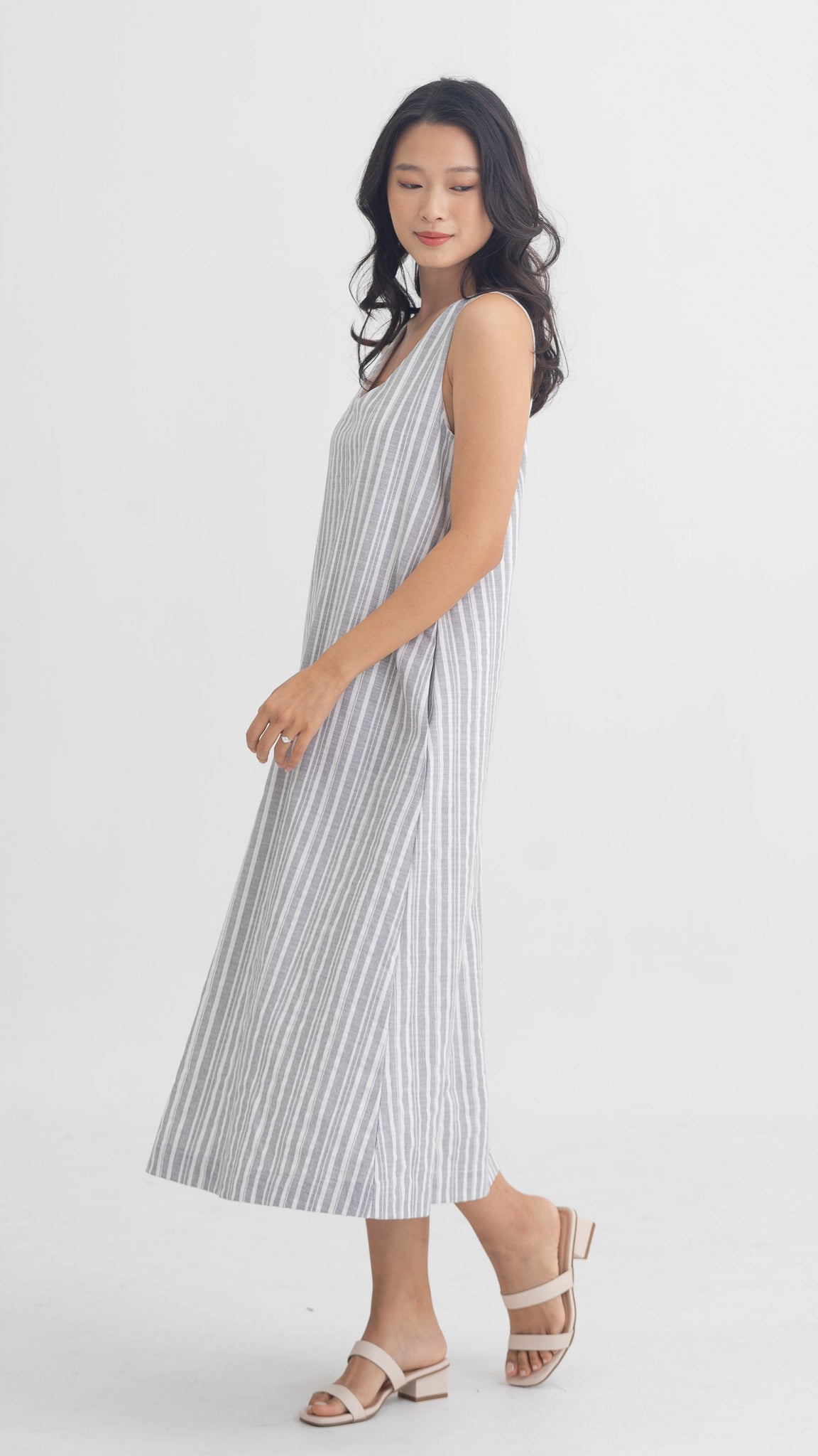 Resort Vibes Striped Midi Dress in Dusty Blue [ONLINE ONLY]