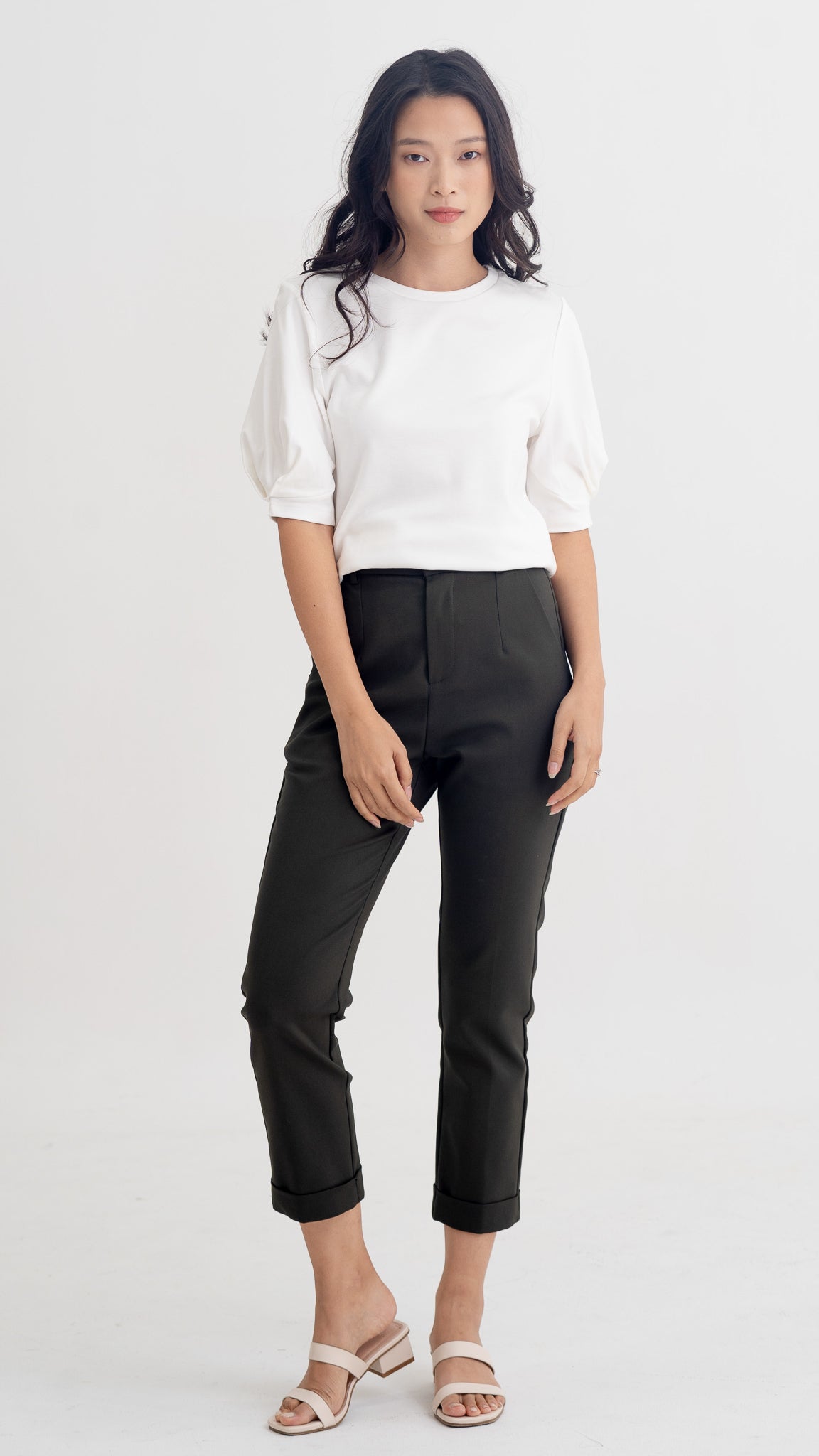 Claudine Puff Sleeve Roma Blouse in White [ONLINE ONLY]