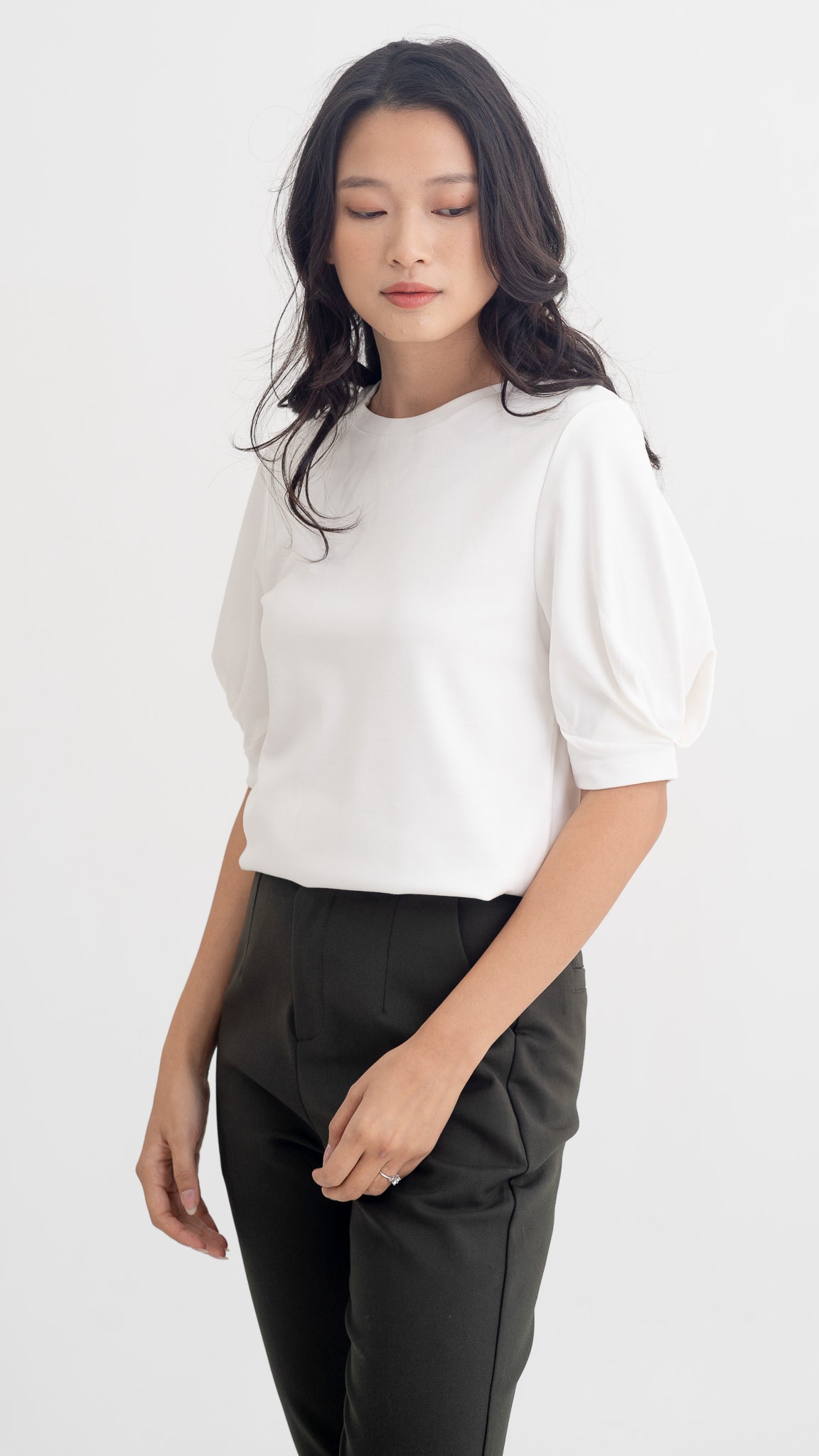 Claudine Puff Sleeve Roma Blouse in White [ONLINE ONLY]
