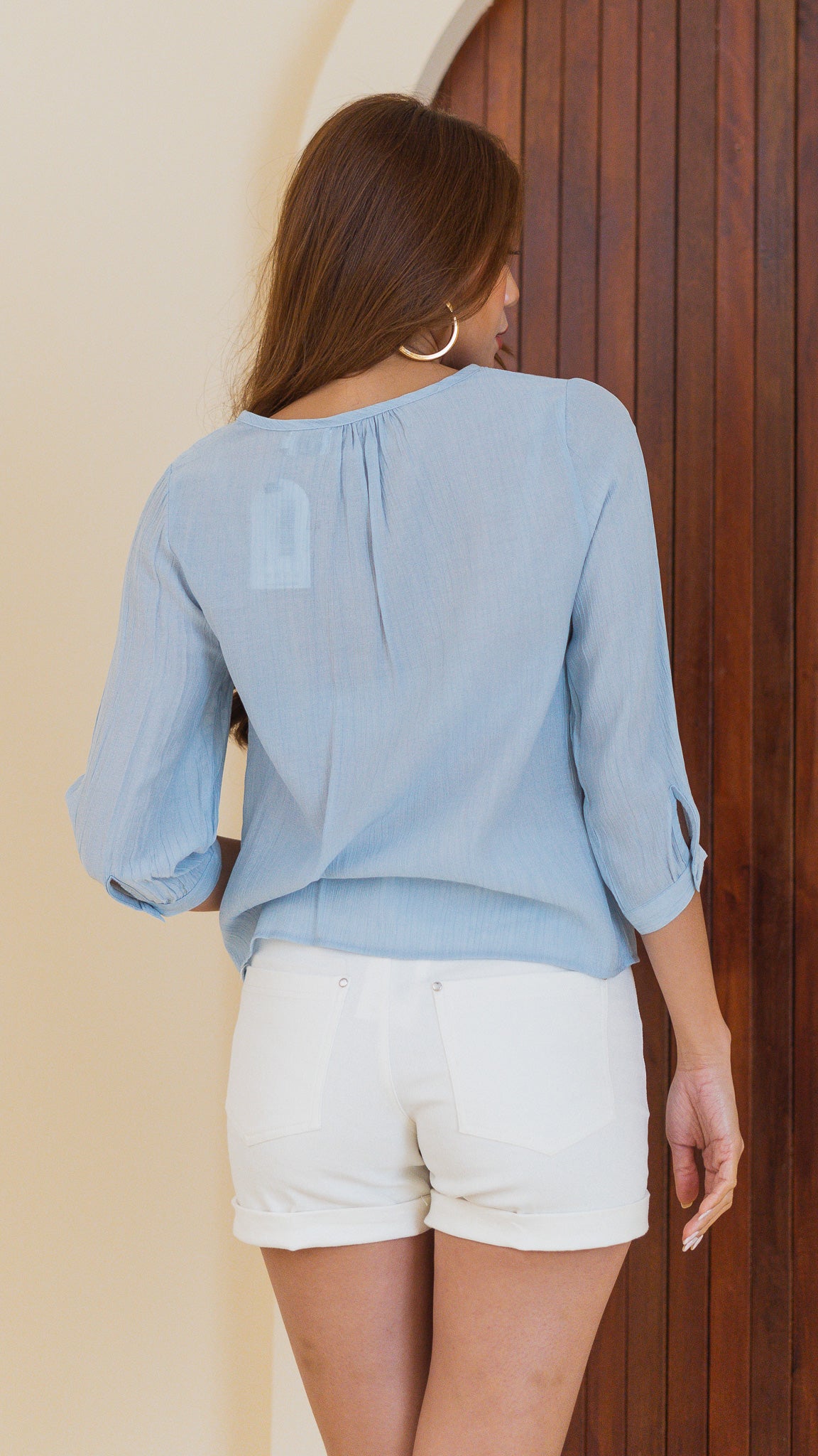 Kristie Relaxed Fit Blouse in Blue [ONLINE ONLY]