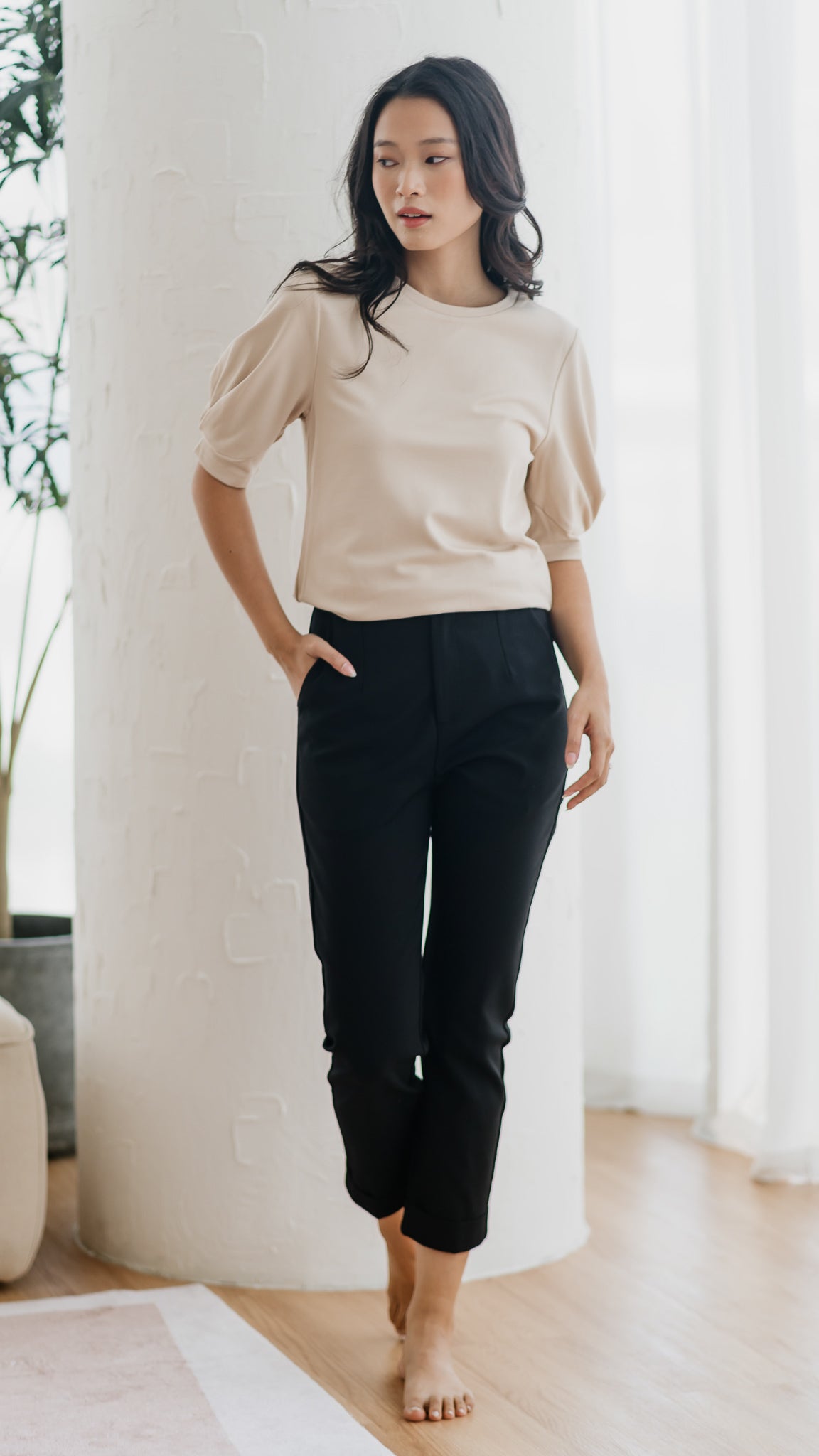 Claudine Puff Sleeve Roma Blouse in Ecru [ONLINE ONLY]